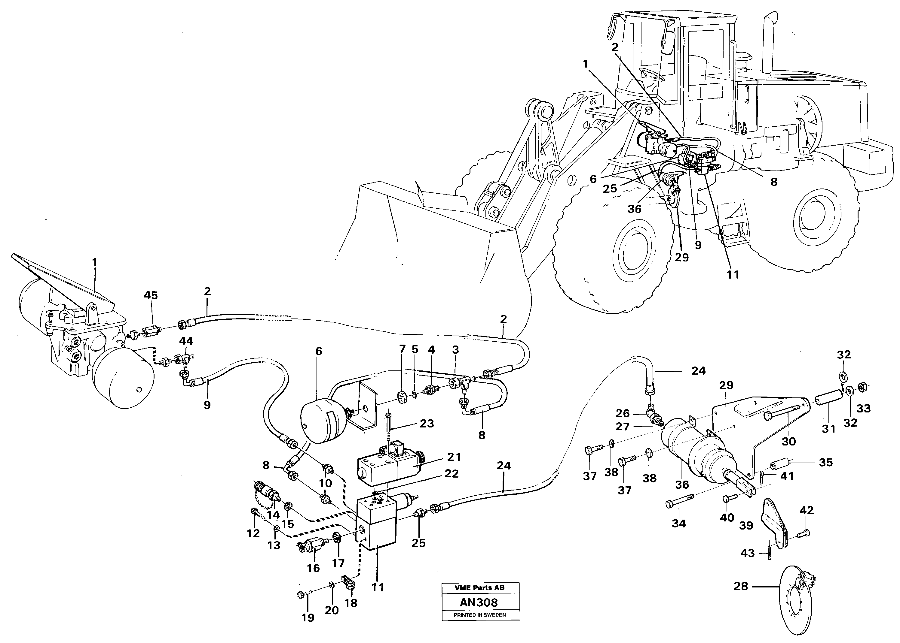 Hydraulic parking brake  94540 — volvo parts diagram
