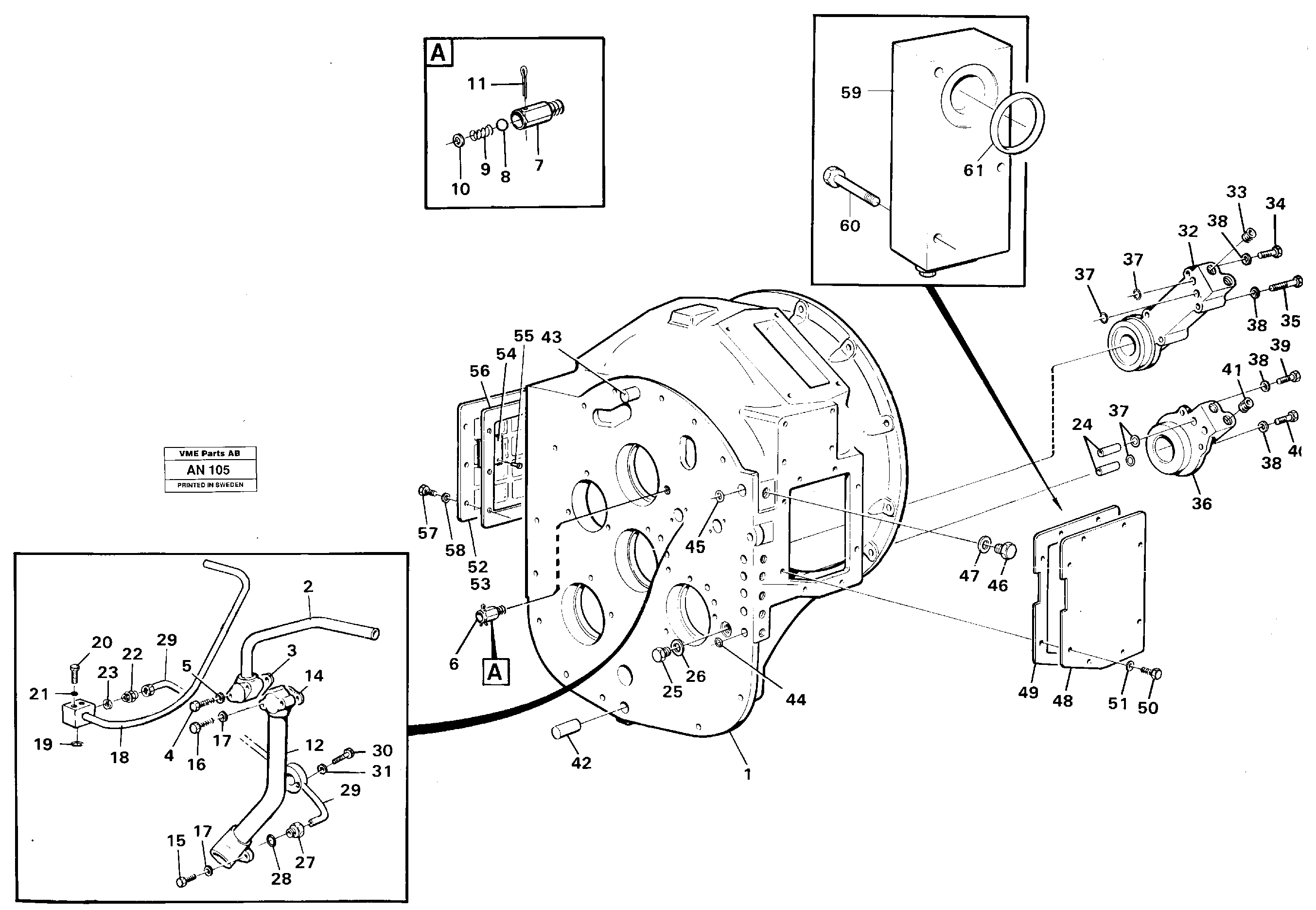 Converter housing with assembly parts — volvo parts diagram