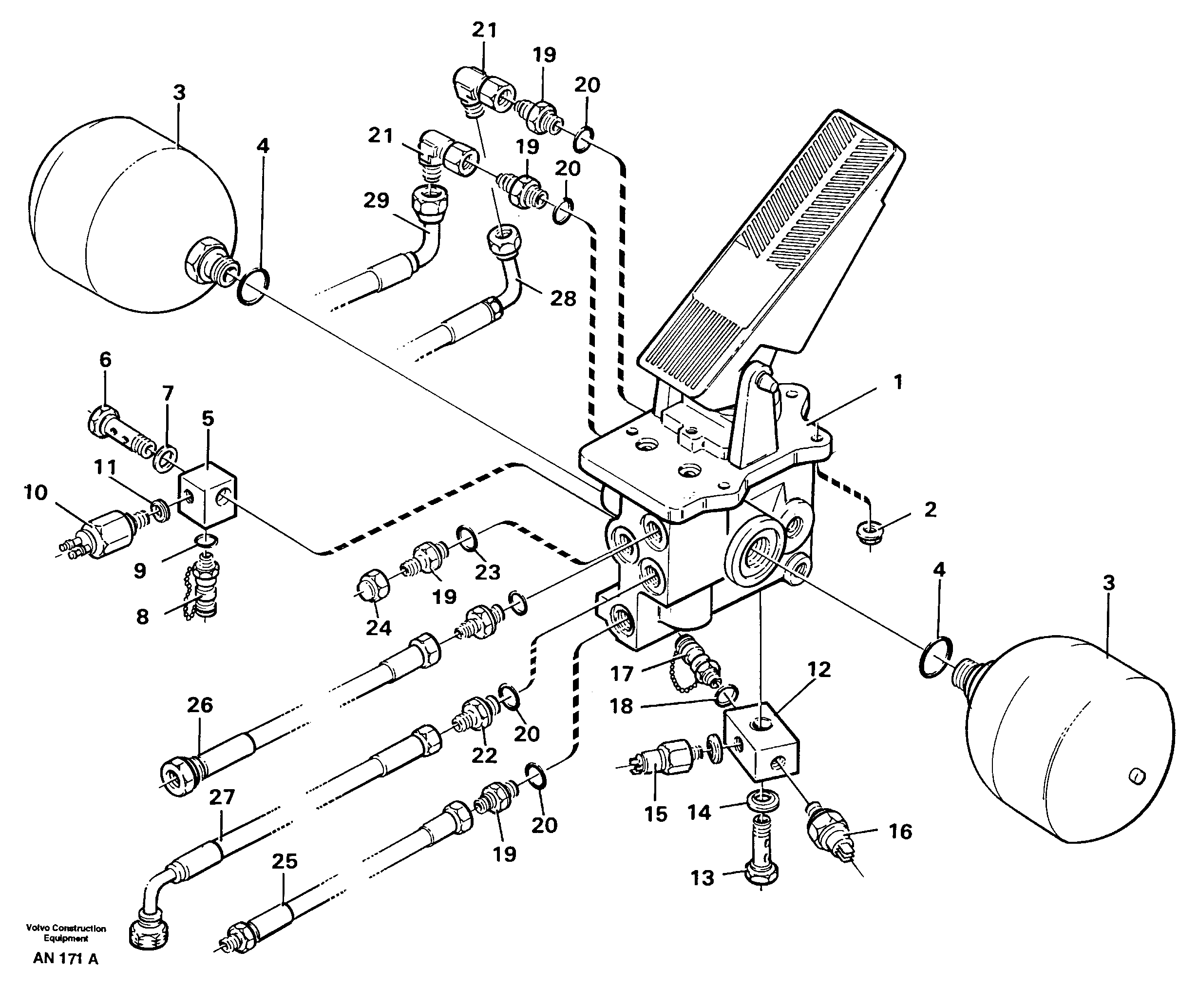 Foot brake valve with clutches — volvo parts diagram