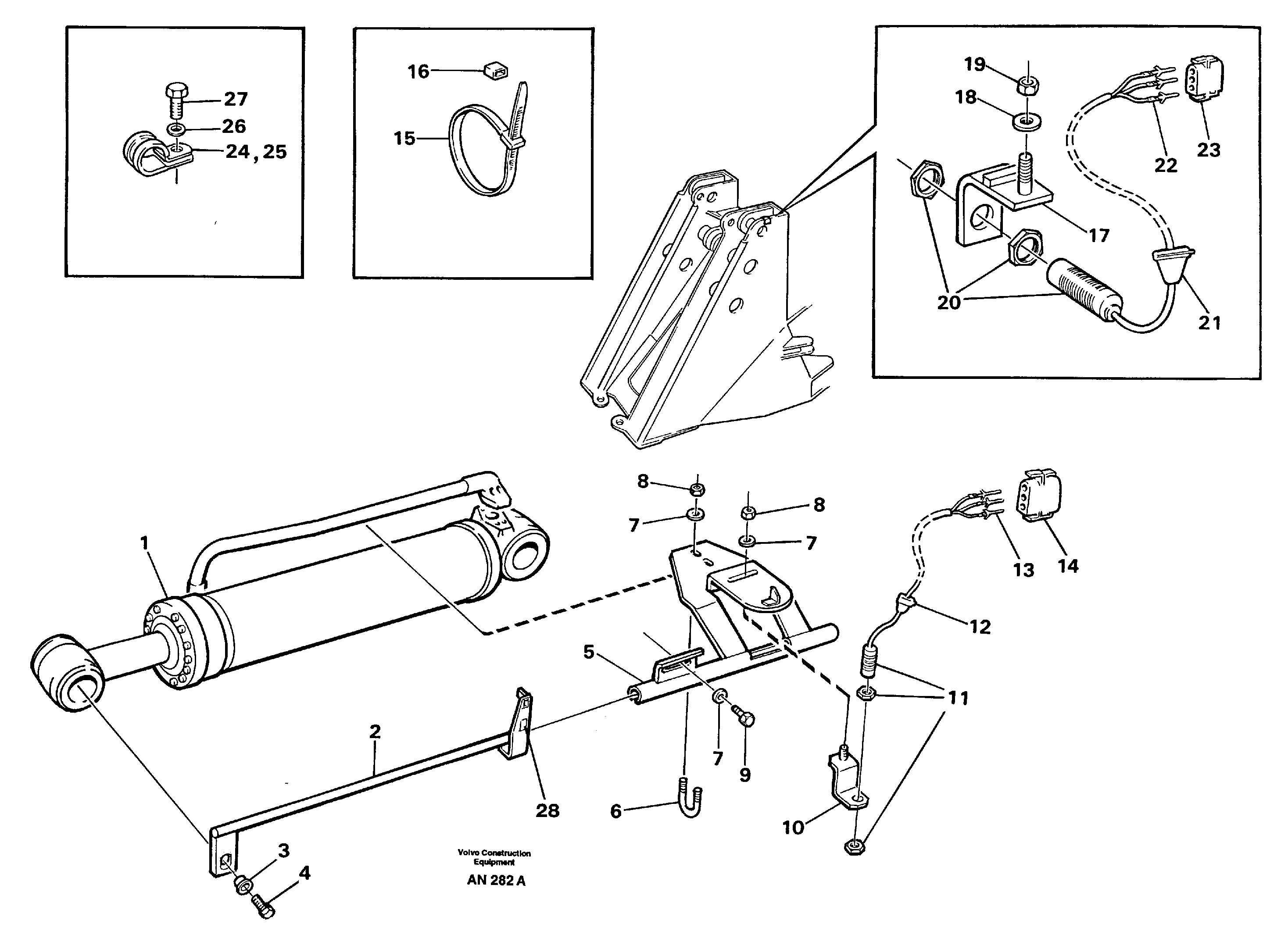 Bucket positioner and boom kickout — volvo parts diagram