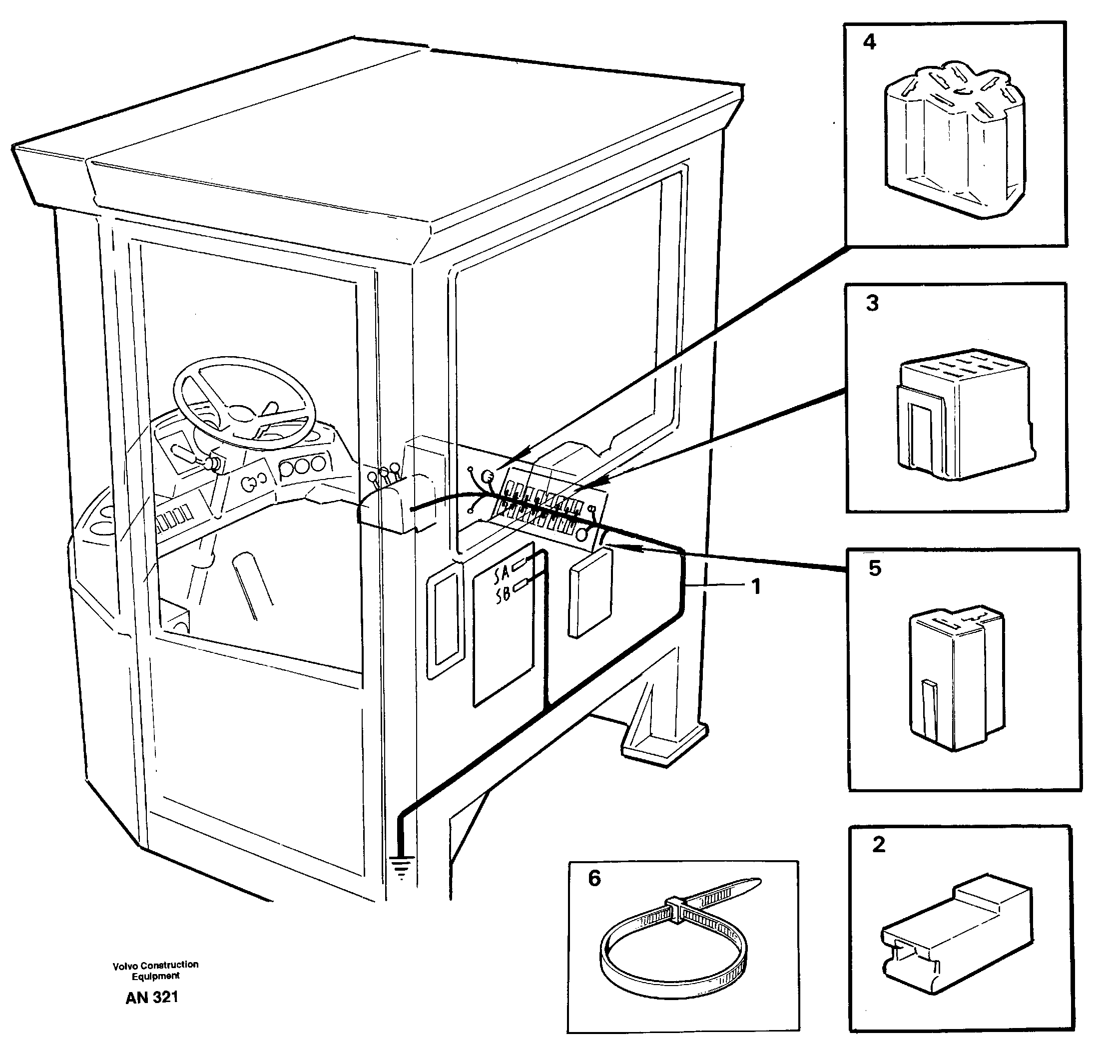Cable harnesses, cab — volvo parts diagram