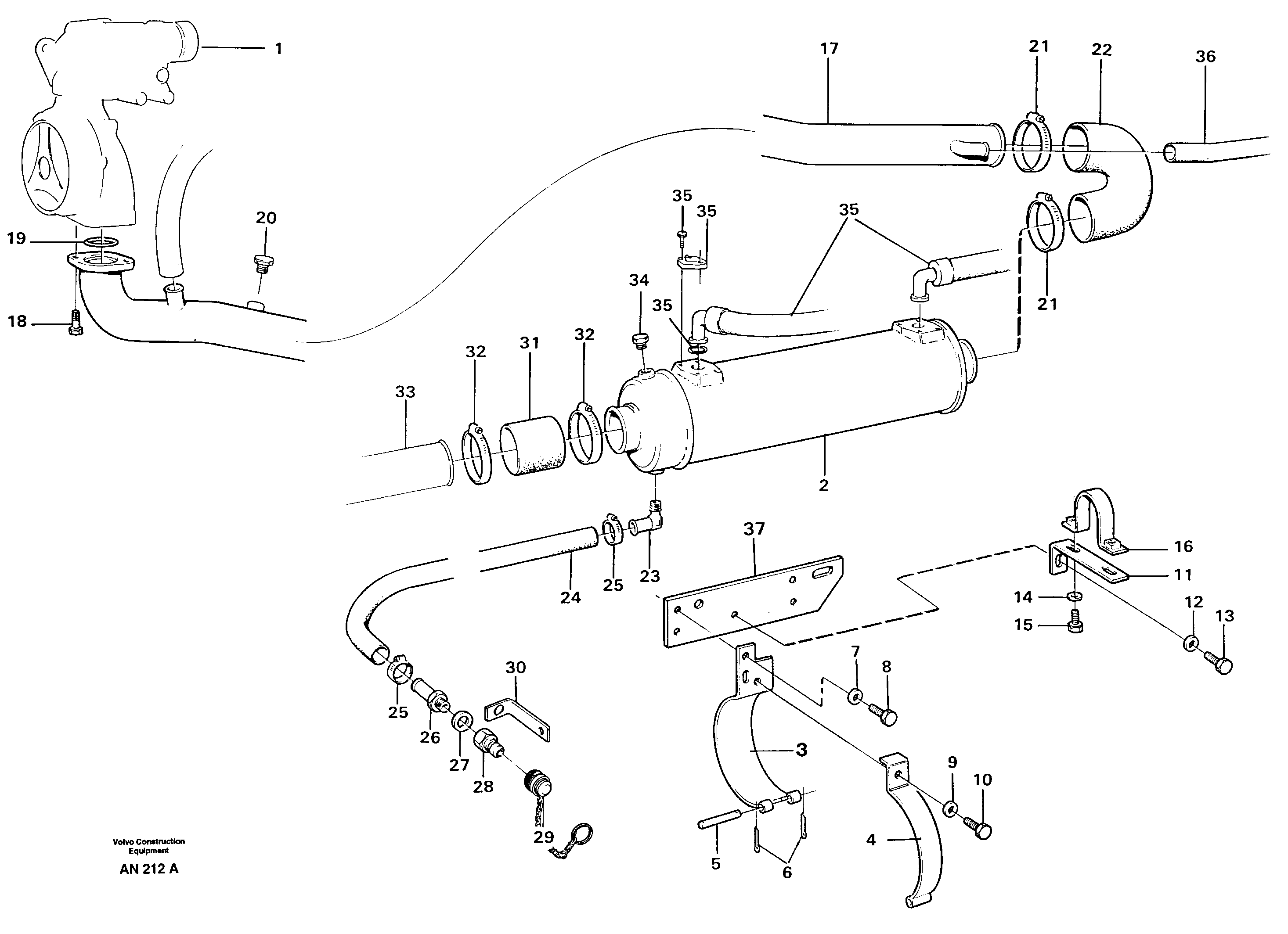 Oil cooler — volvo parts diagram