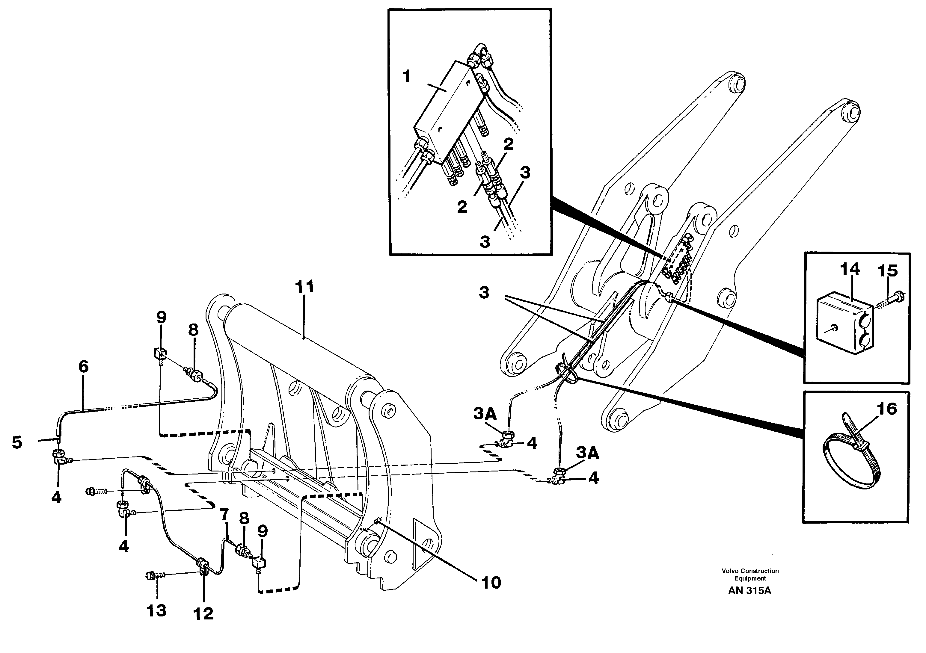 Central lubrication for tool bar.  94809, 94811 — volvo parts diagram