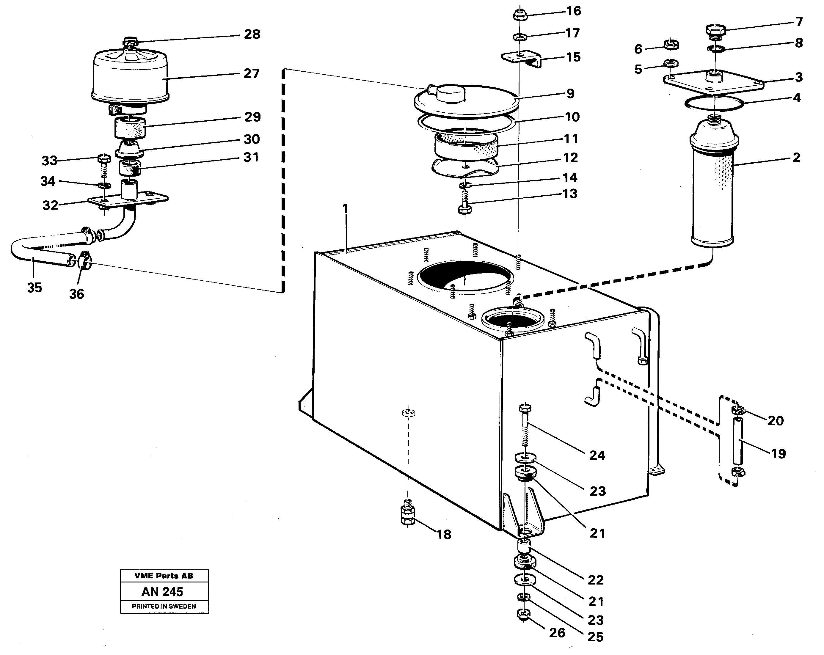 Hydraulic tank — volvo parts diagram