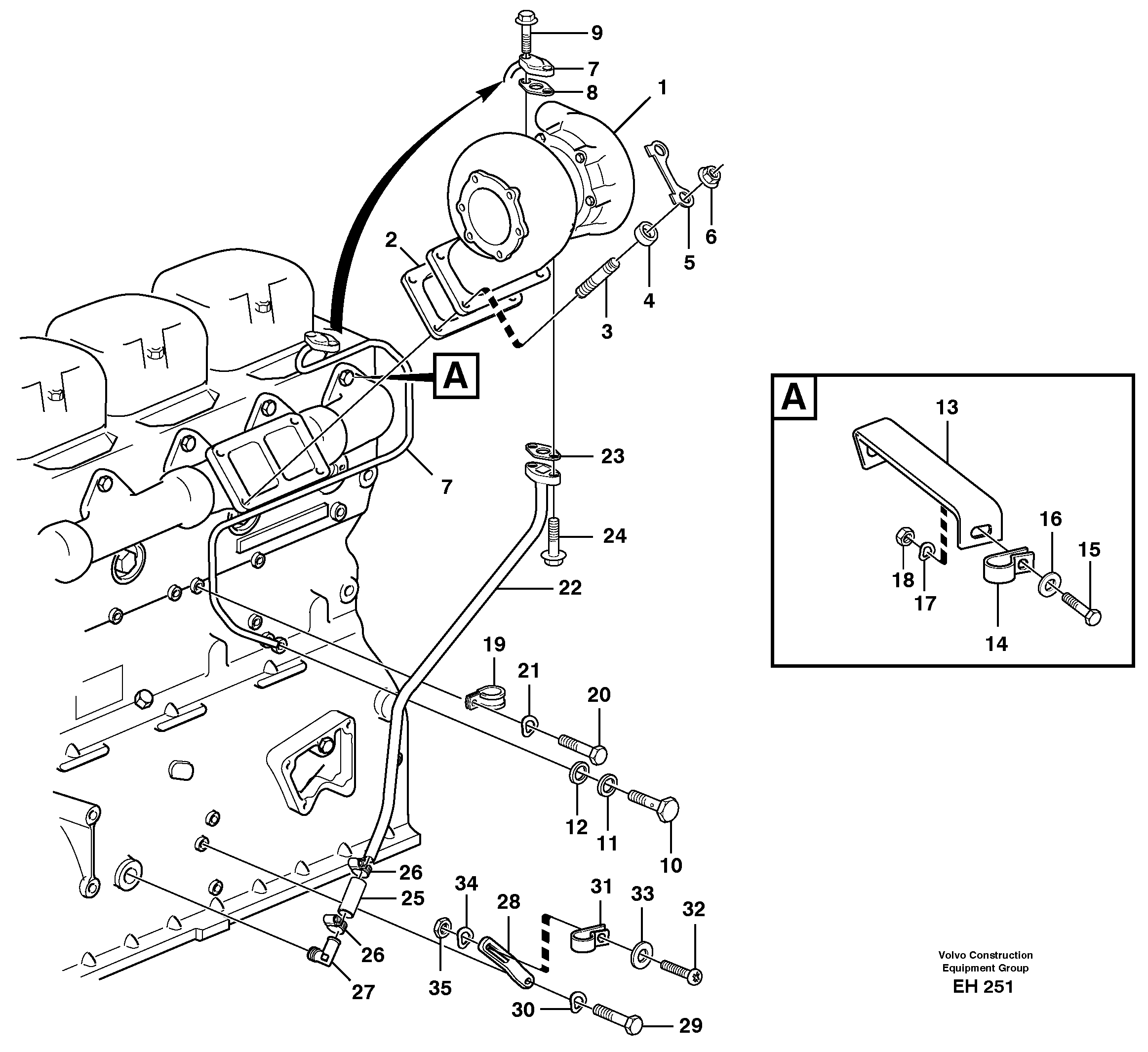 Turbocharger with fitting parts — volvo parts diagram