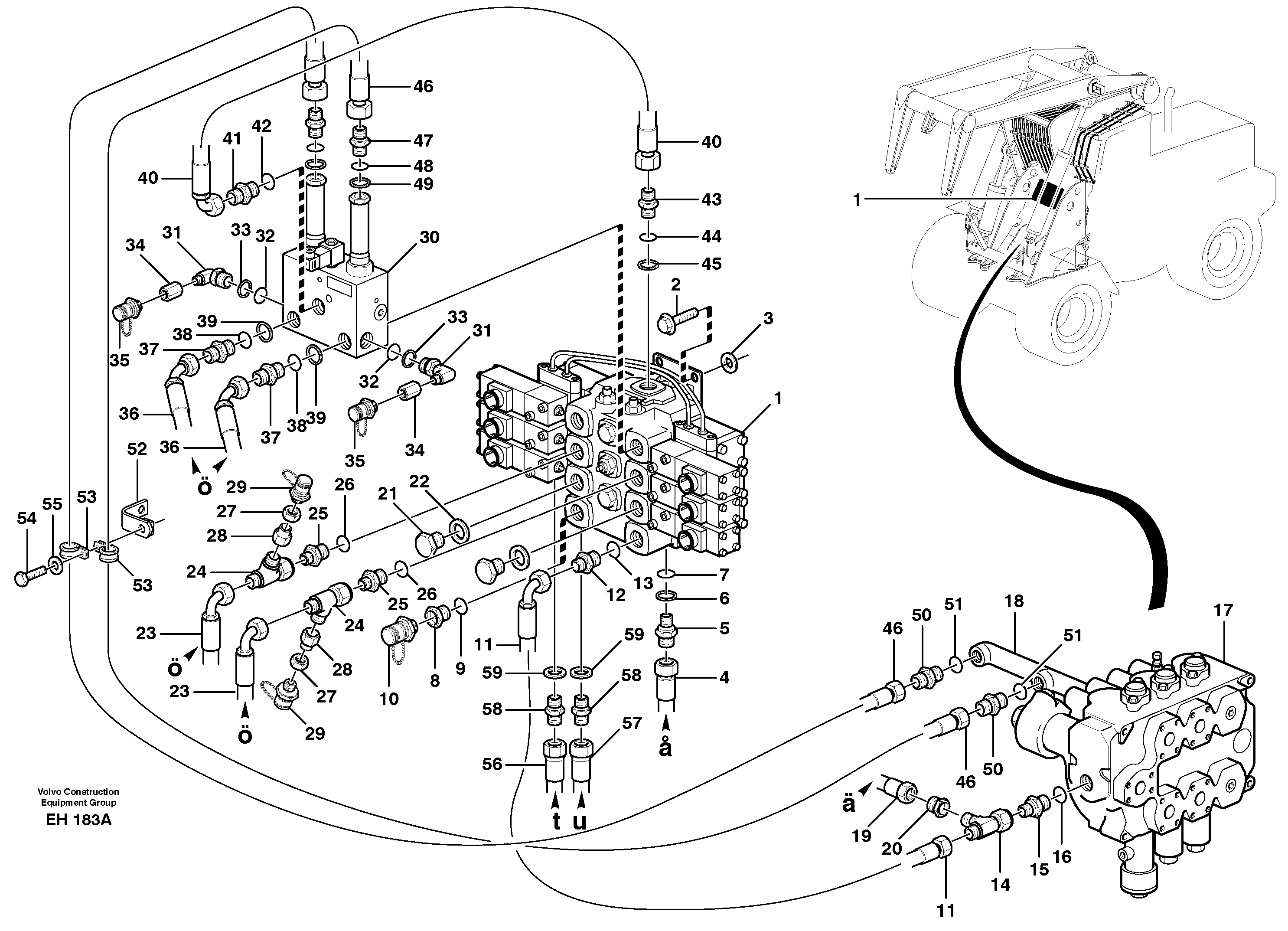 Control valve with connections — volvo parts diagram