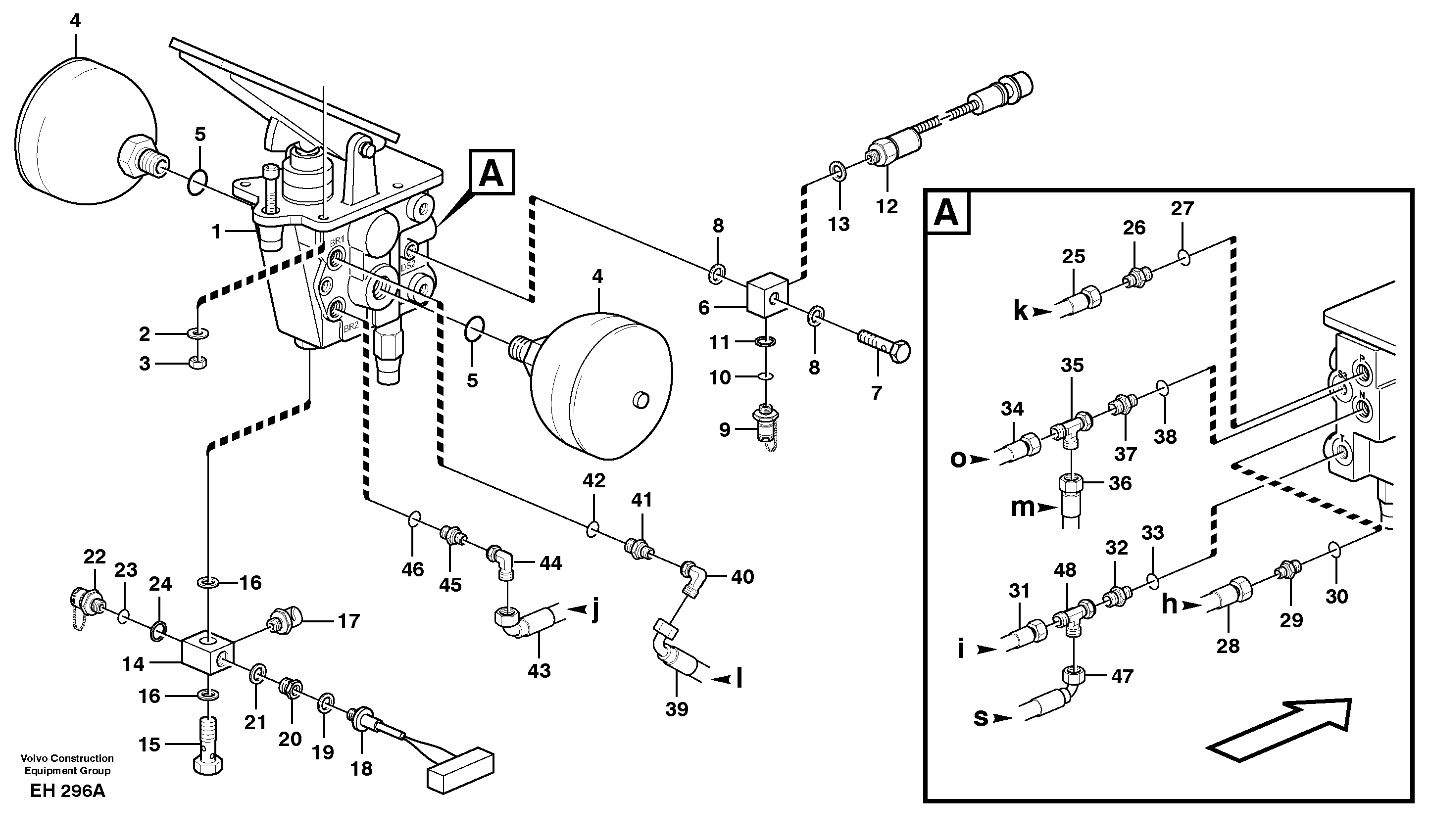 Footbrake valve with connectors — volvo parts diagram