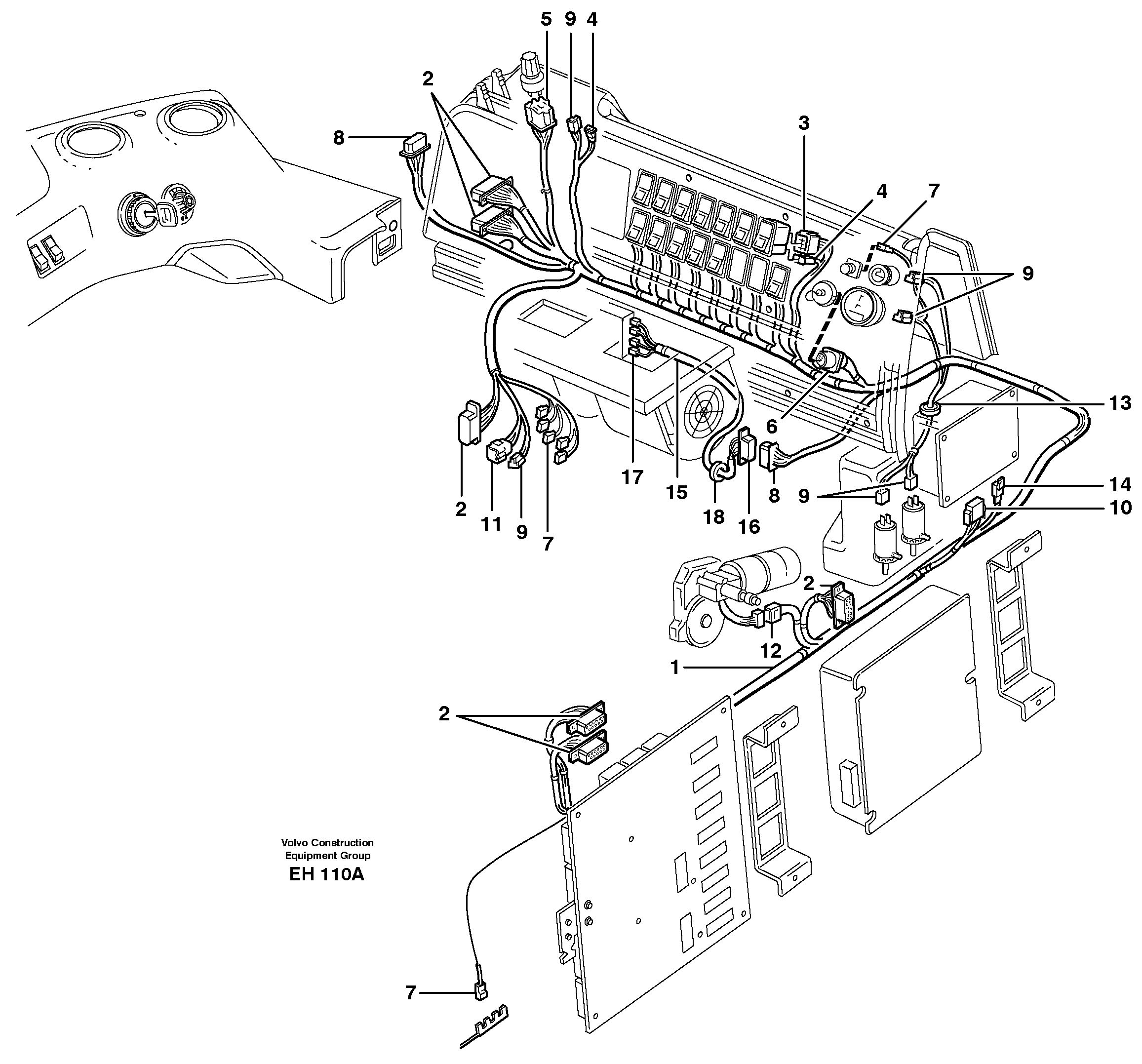 Cable harnesses, control panel — volvo parts diagram