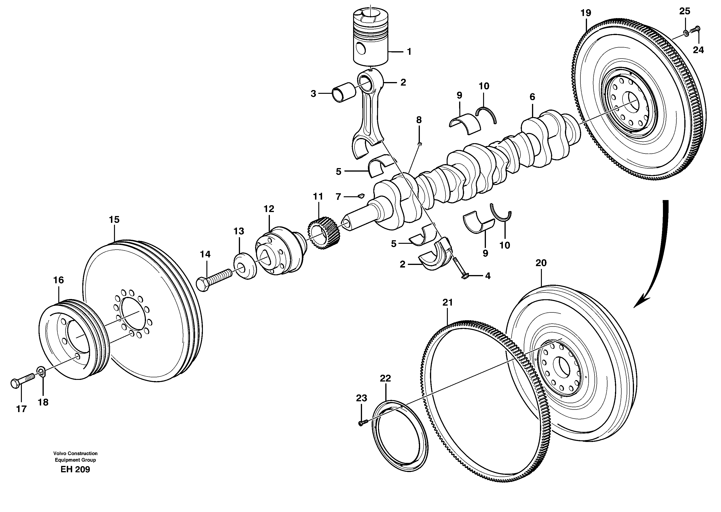 Crankshaft and related parts — volvo parts diagram