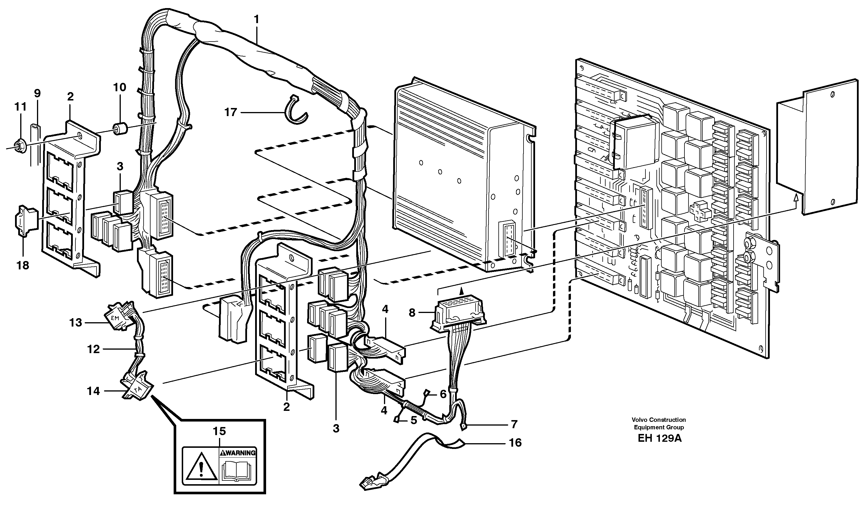 Electrical distribution unit and cable harness — volvo parts diagram
