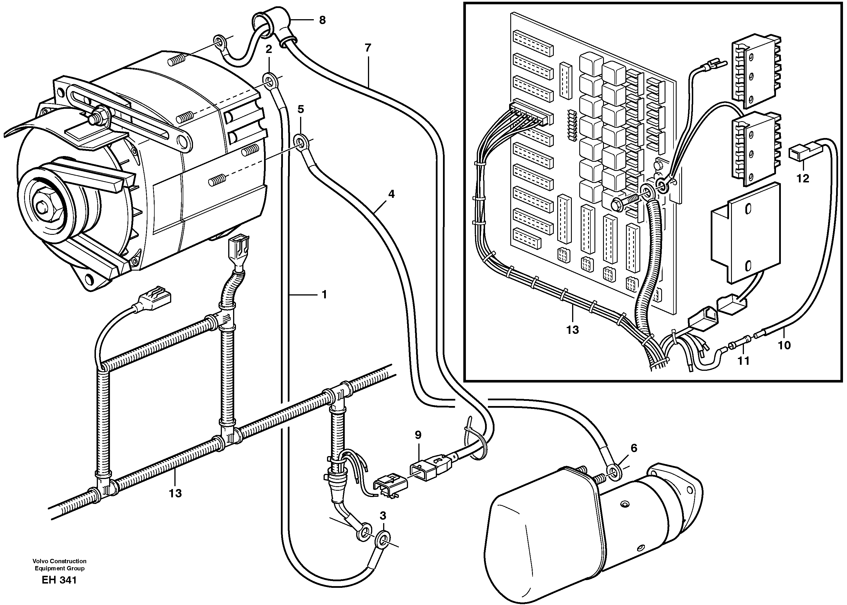 Cable harnesses, alternator 100A.  80331 — volvo parts diagram