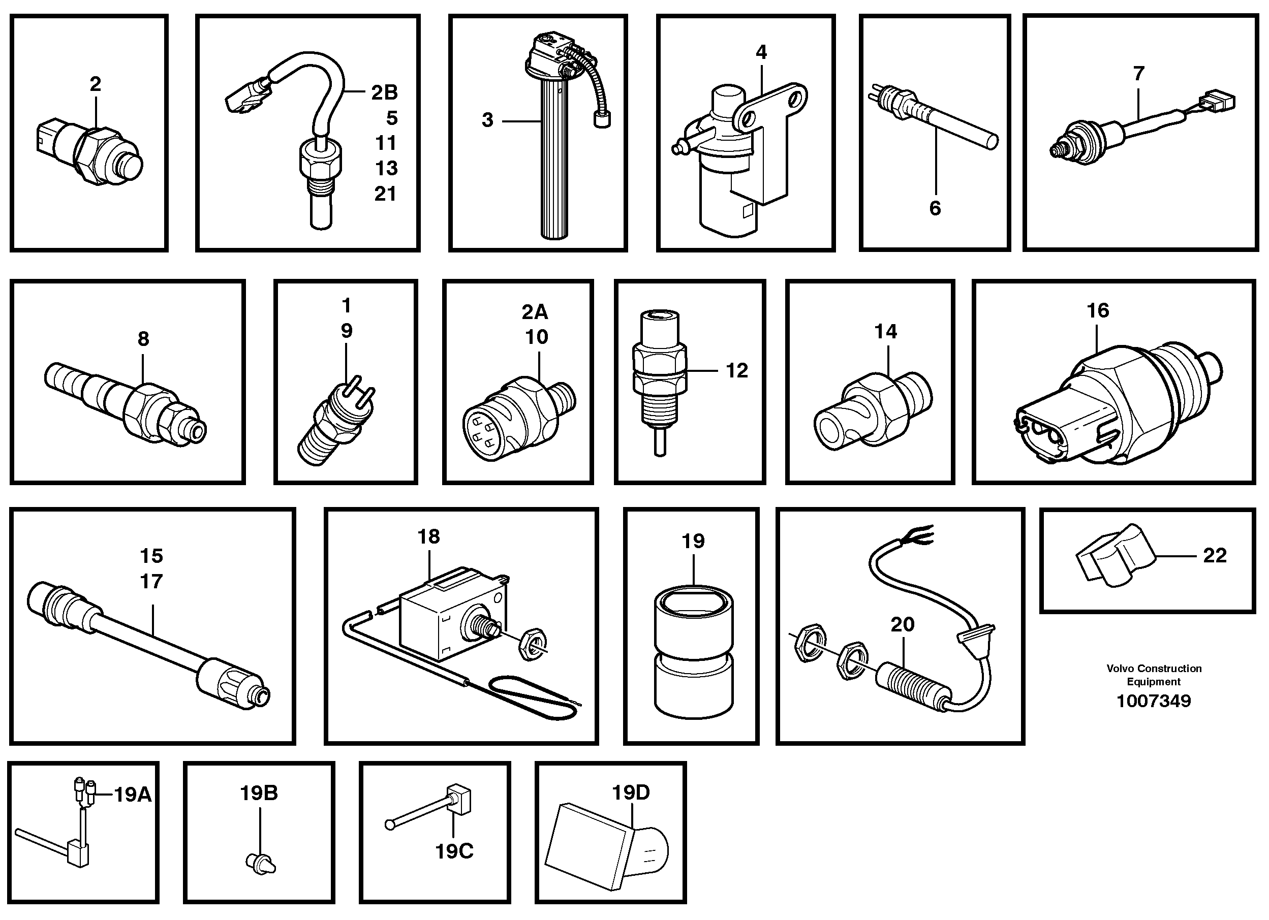 Sensors, reference list — volvo parts diagram