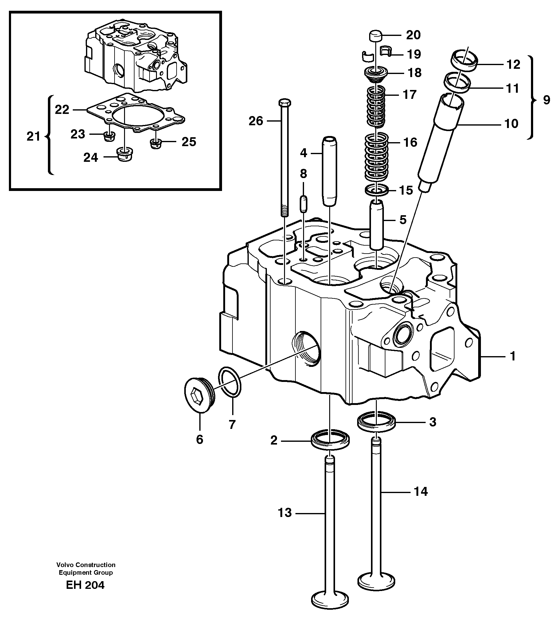 Cylinder head — volvo parts diagram