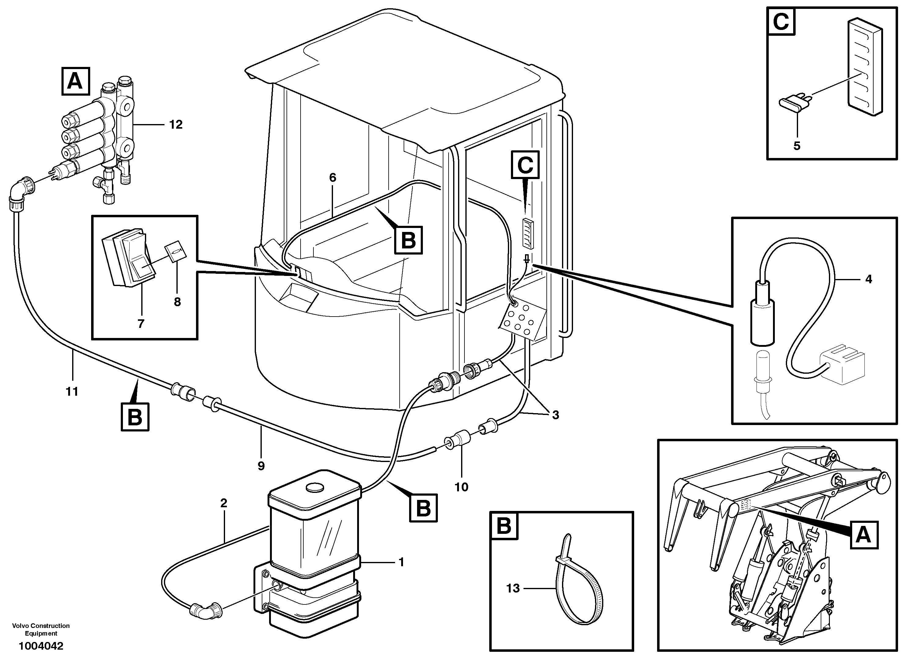 Cable harness, central lubrication. — volvo parts diagram