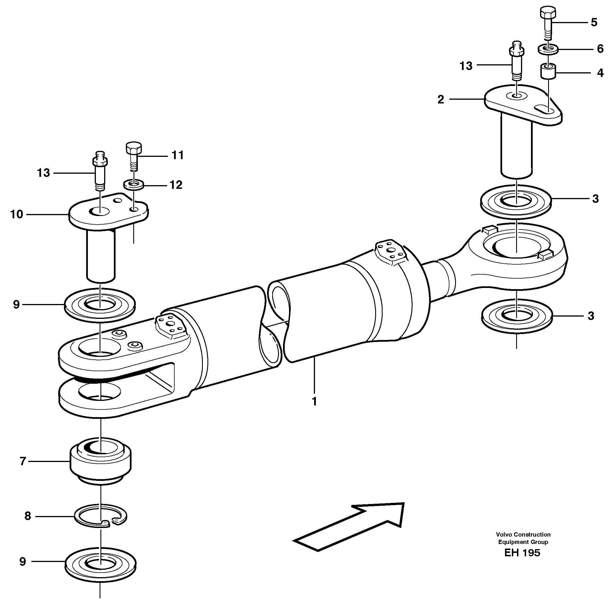 Hydraulic cylinder with fitting parts — volvo parts diagram