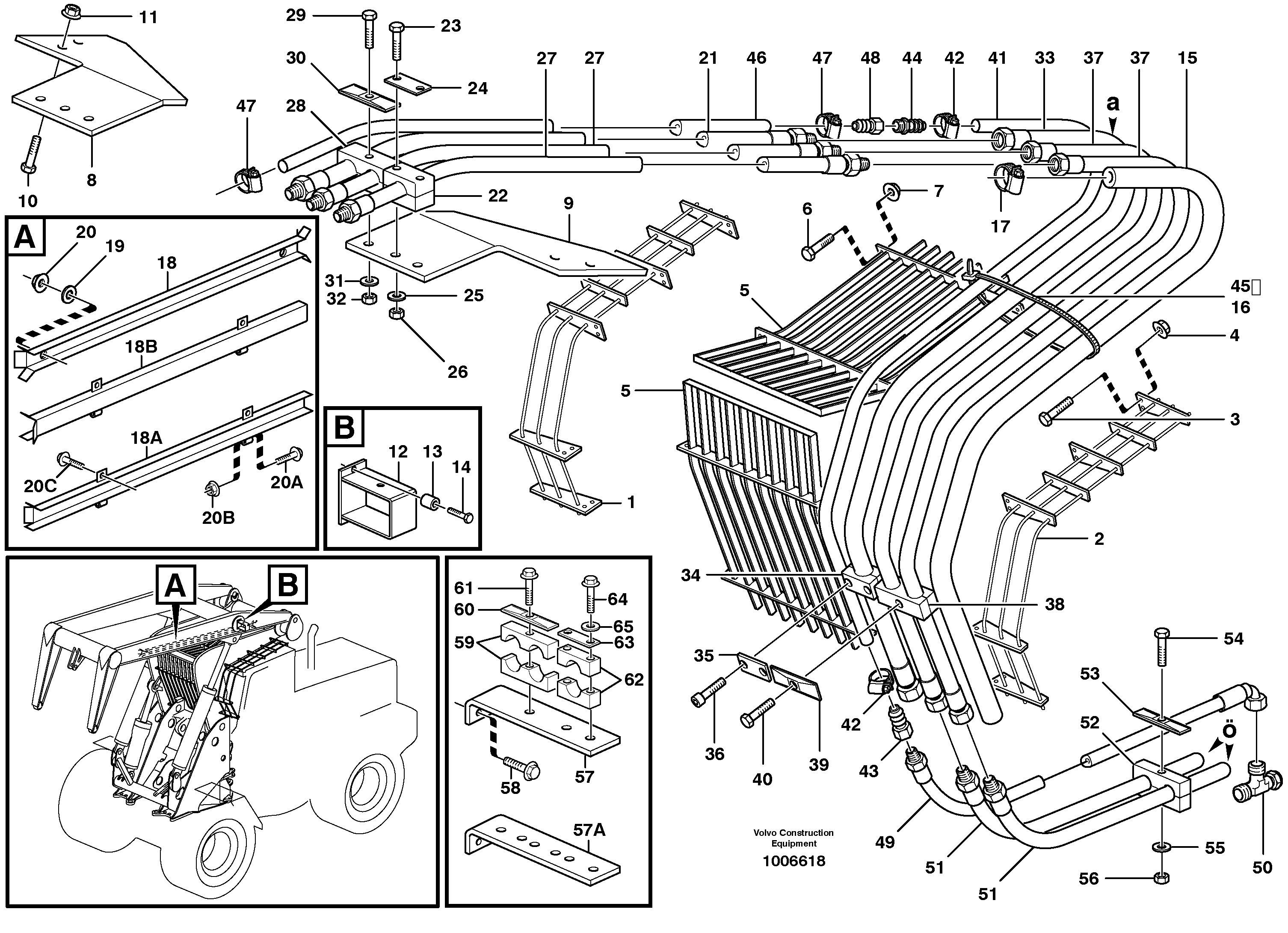 Protection and hose assembly, high lift unit — volvo parts diagram