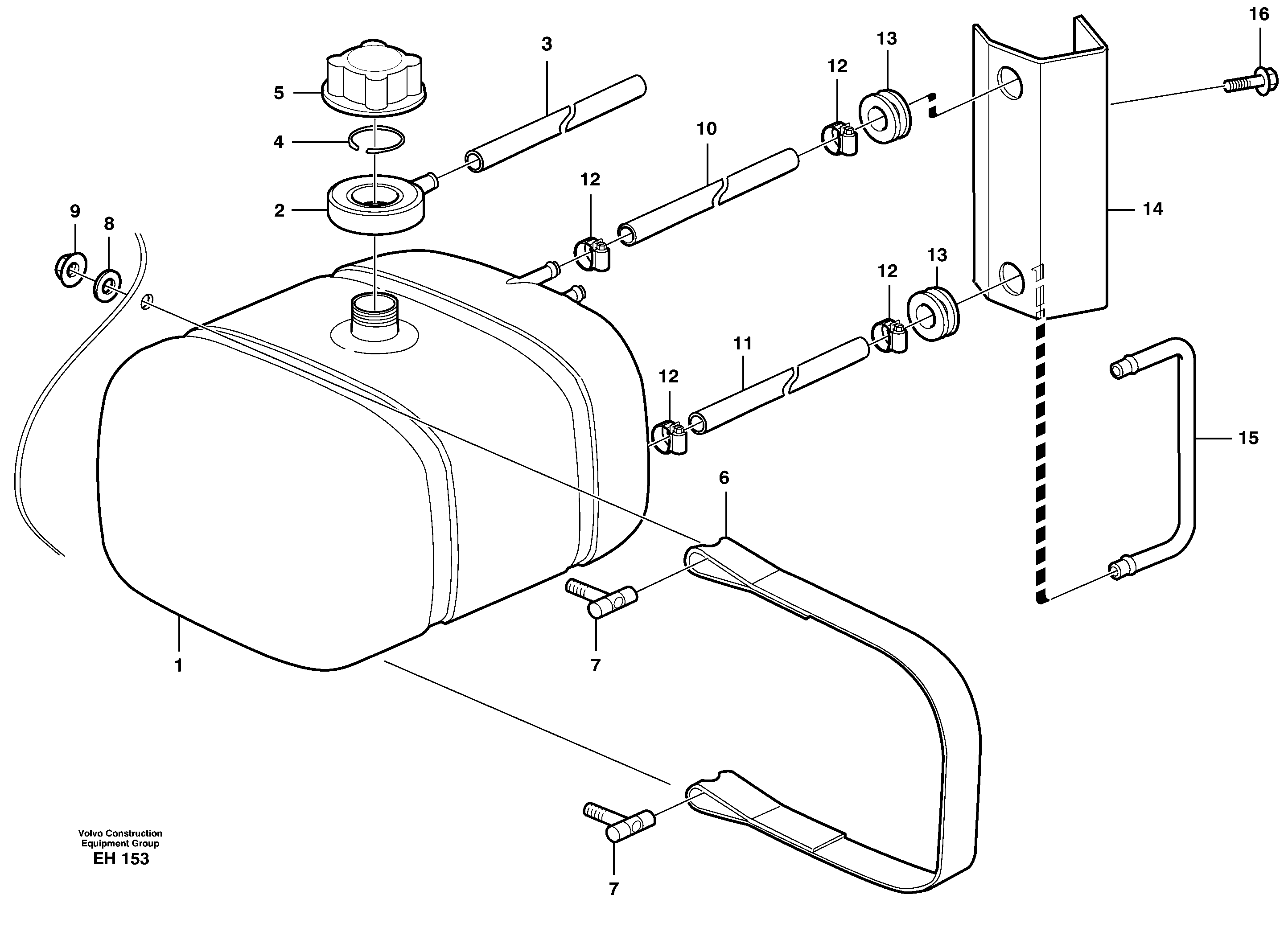 Expansion tank with fitting parts — volvo parts diagram
