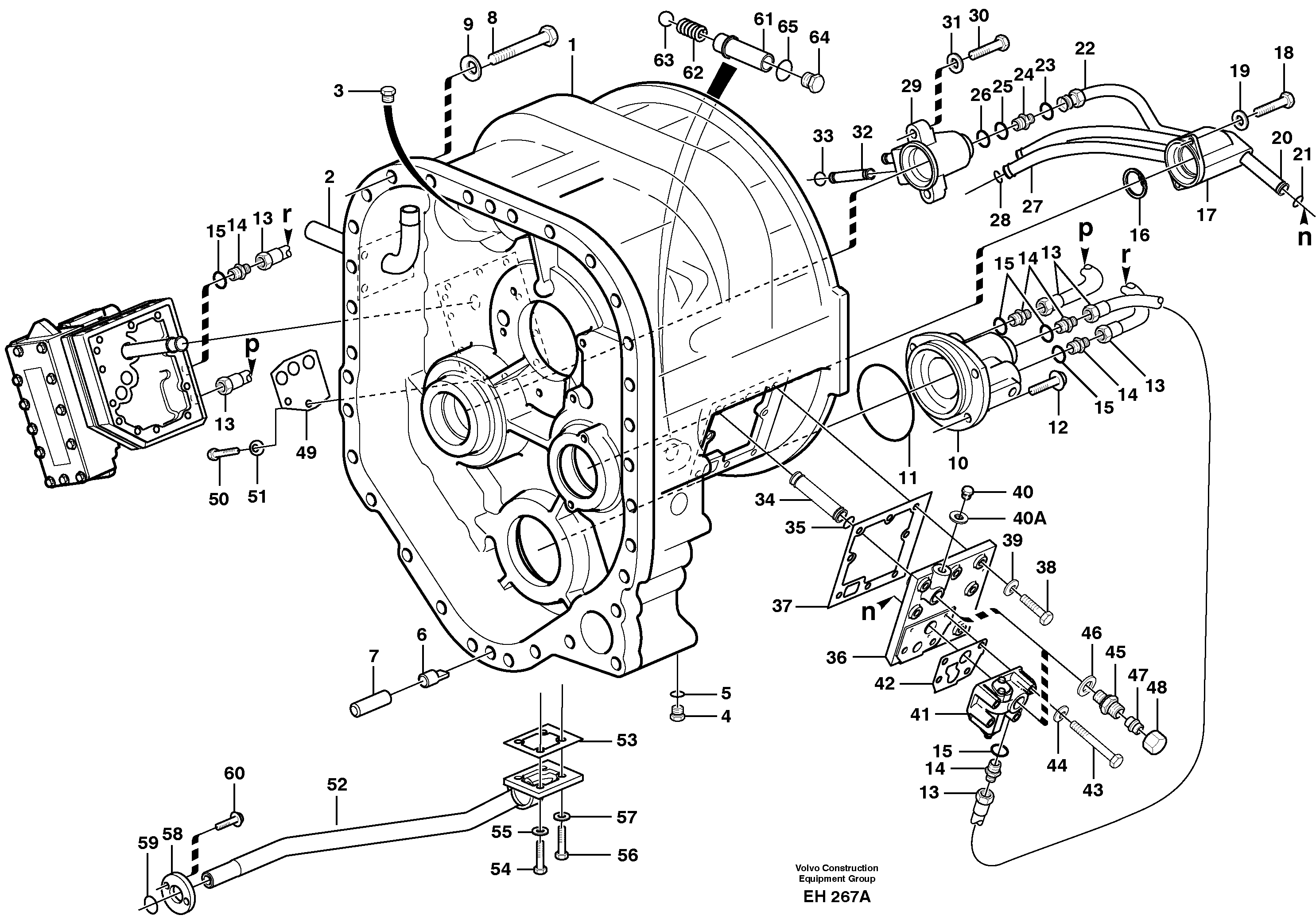 Converter housing with fitting parts — volvo parts diagram