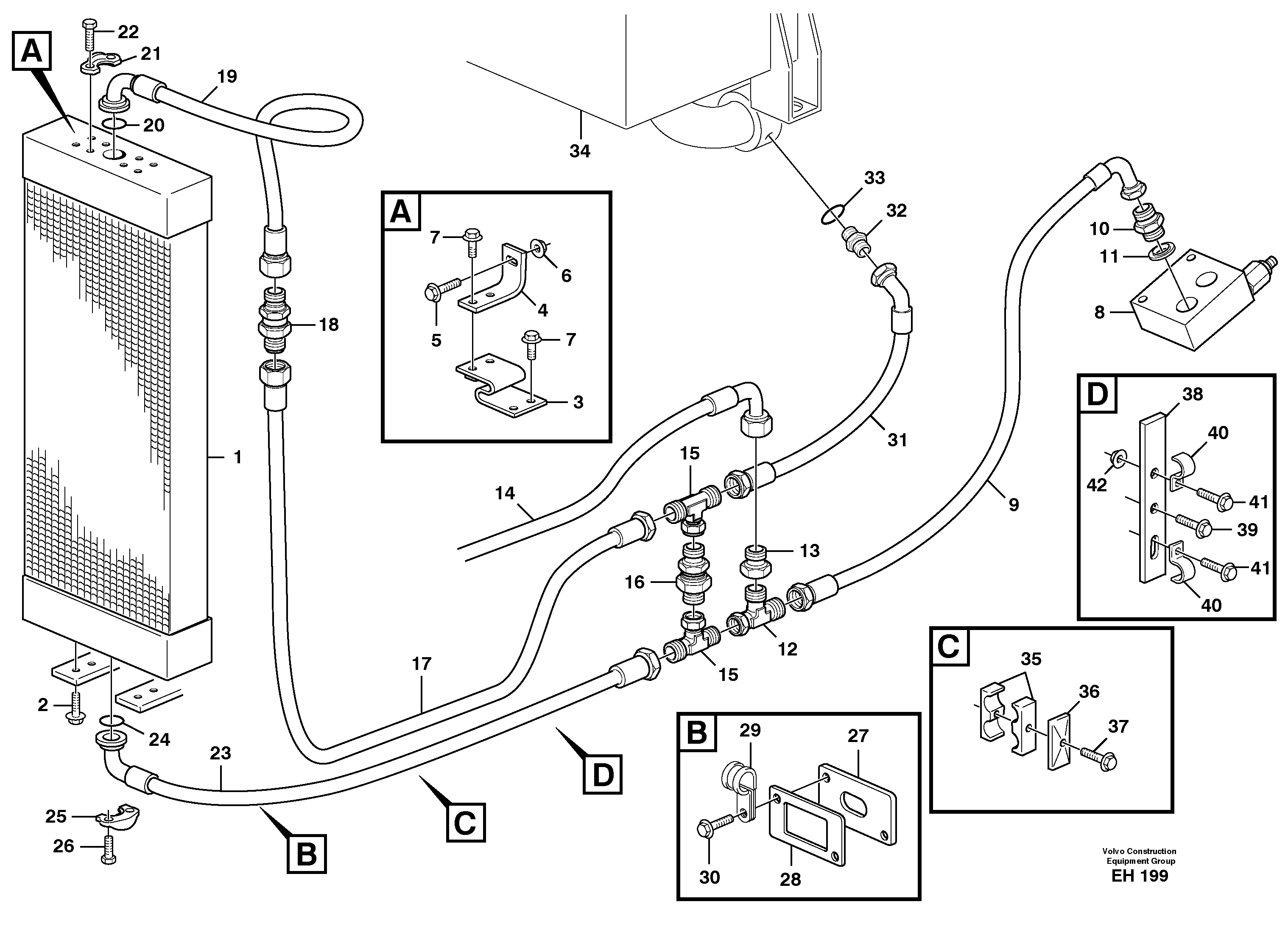 Hydraulic oil cooler — volvo parts diagram