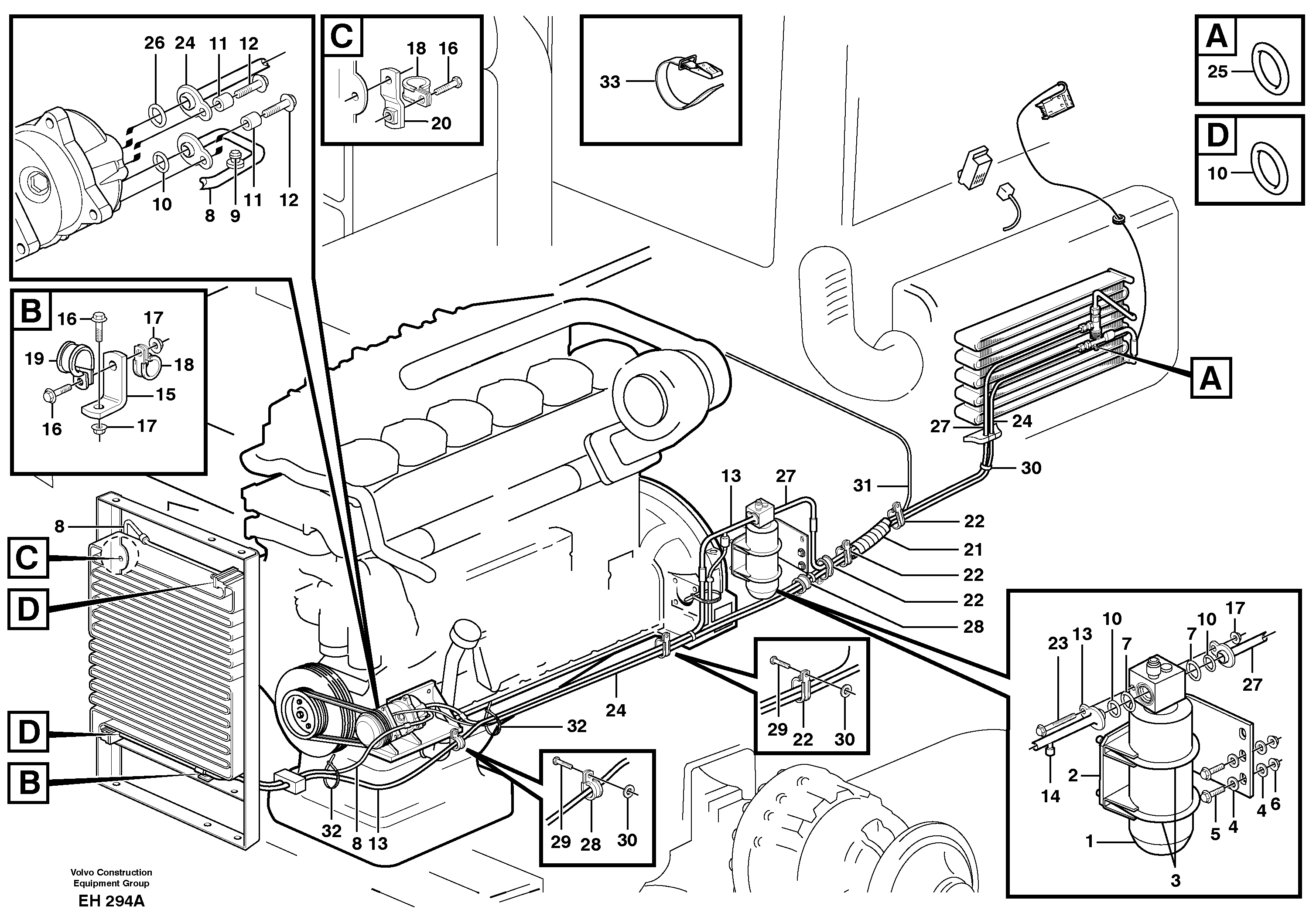 Assembly of hose: evaparator, receiver drier and condenser.  80240, 80241 — volvo parts diagram