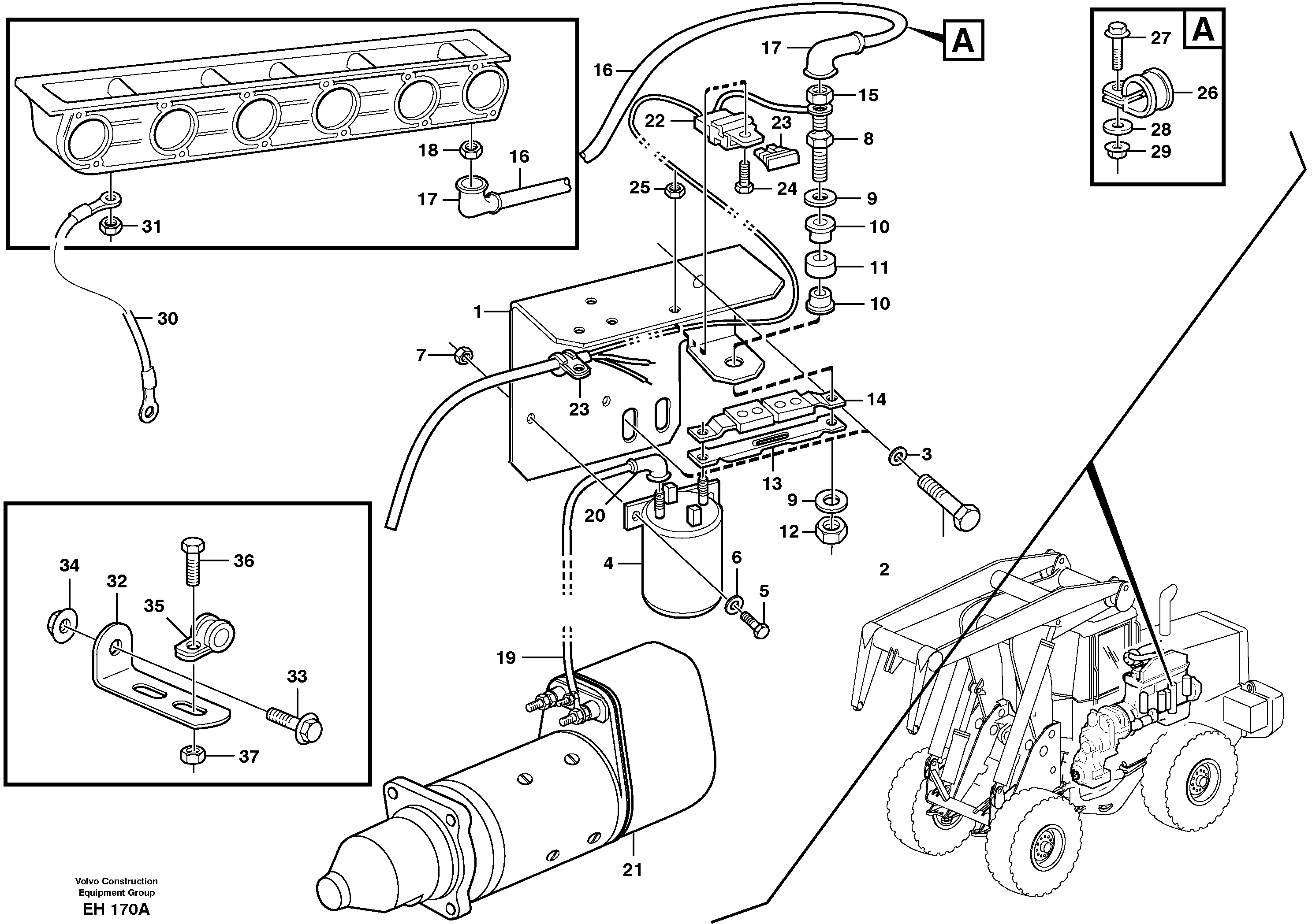 Pre-heater with fitting parts — volvo parts diagram