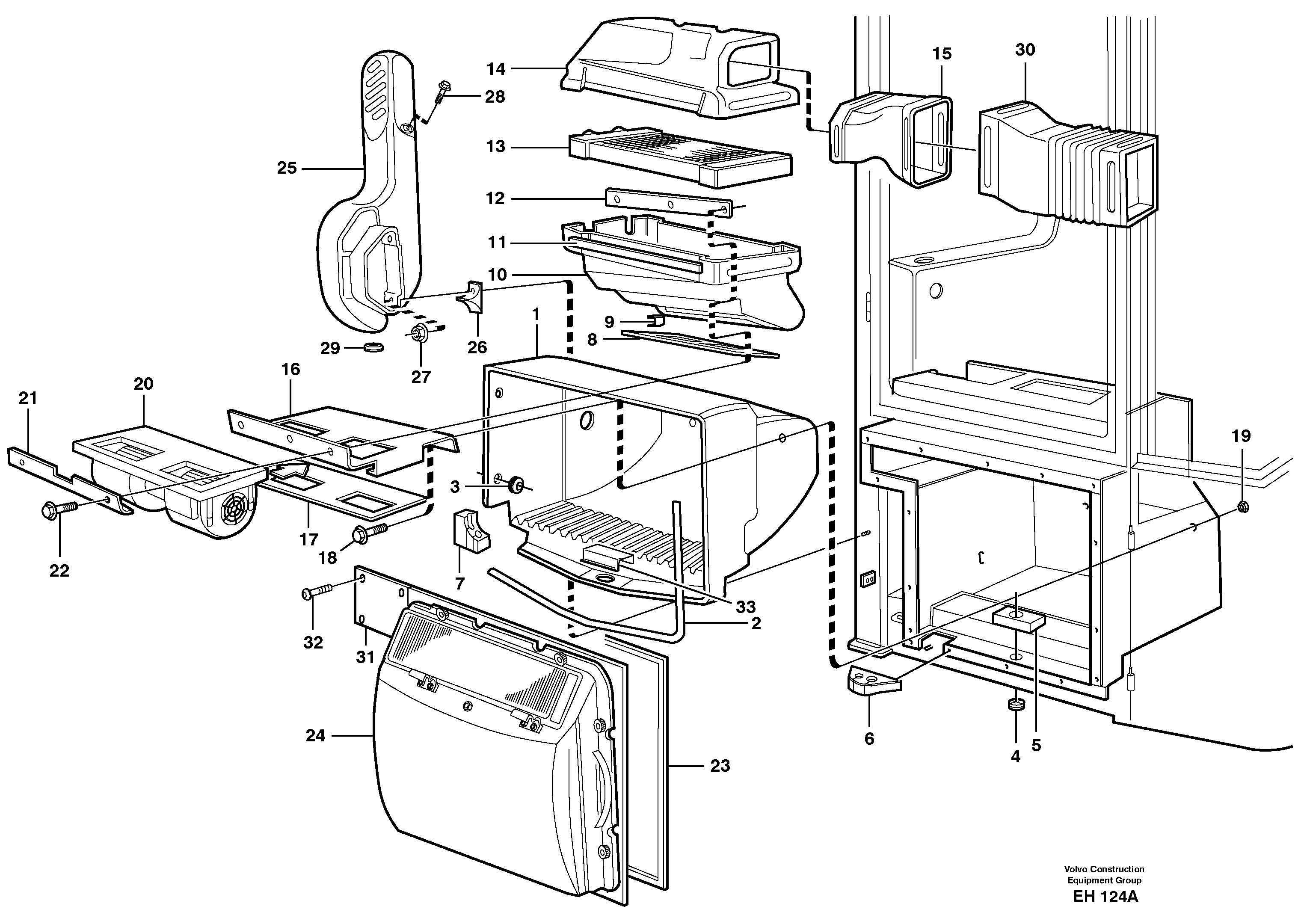 Fresh air inlet, filter and fan housing — volvo parts diagram