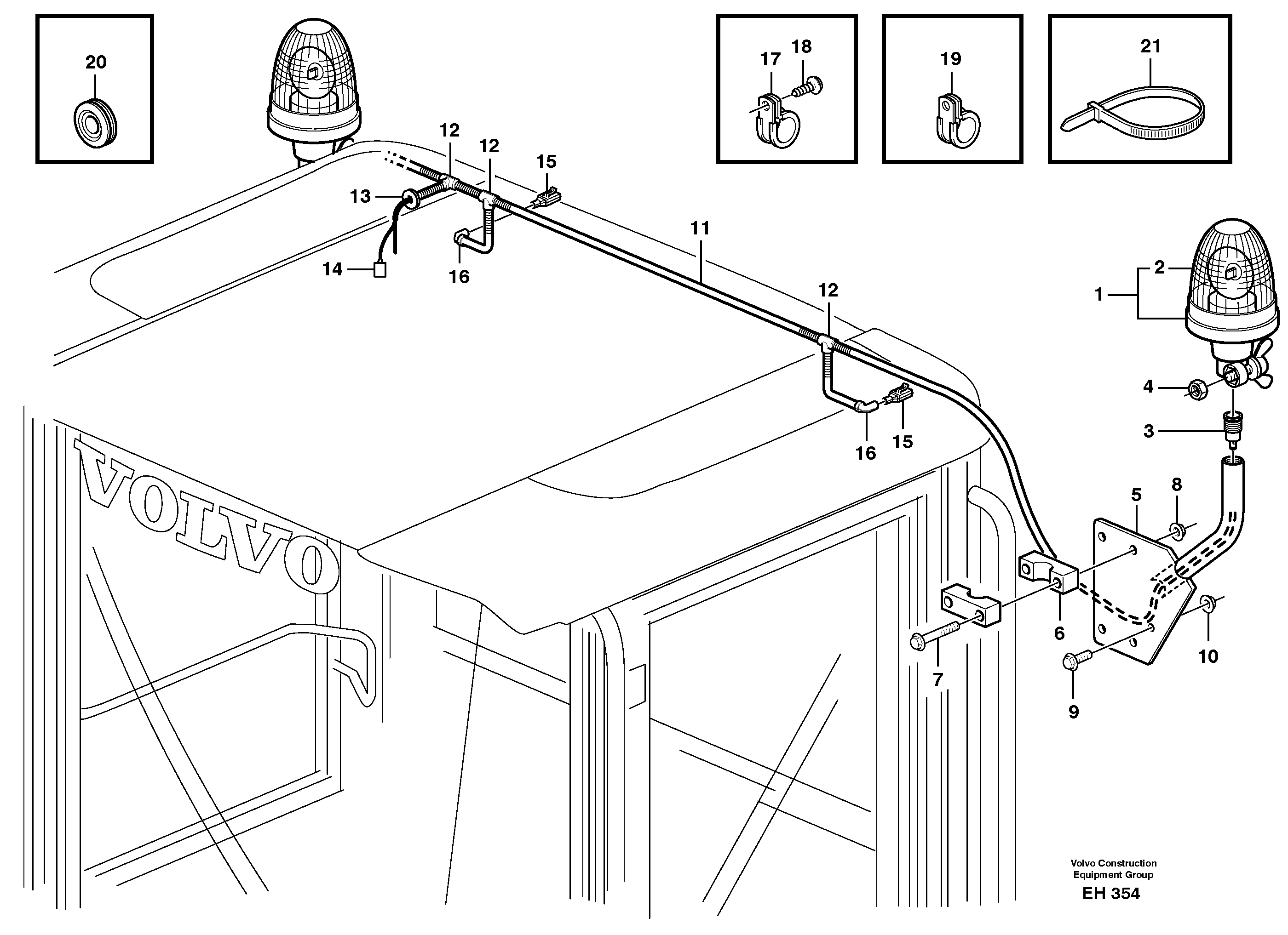 Revolving warning light.  80243 — volvo parts diagram