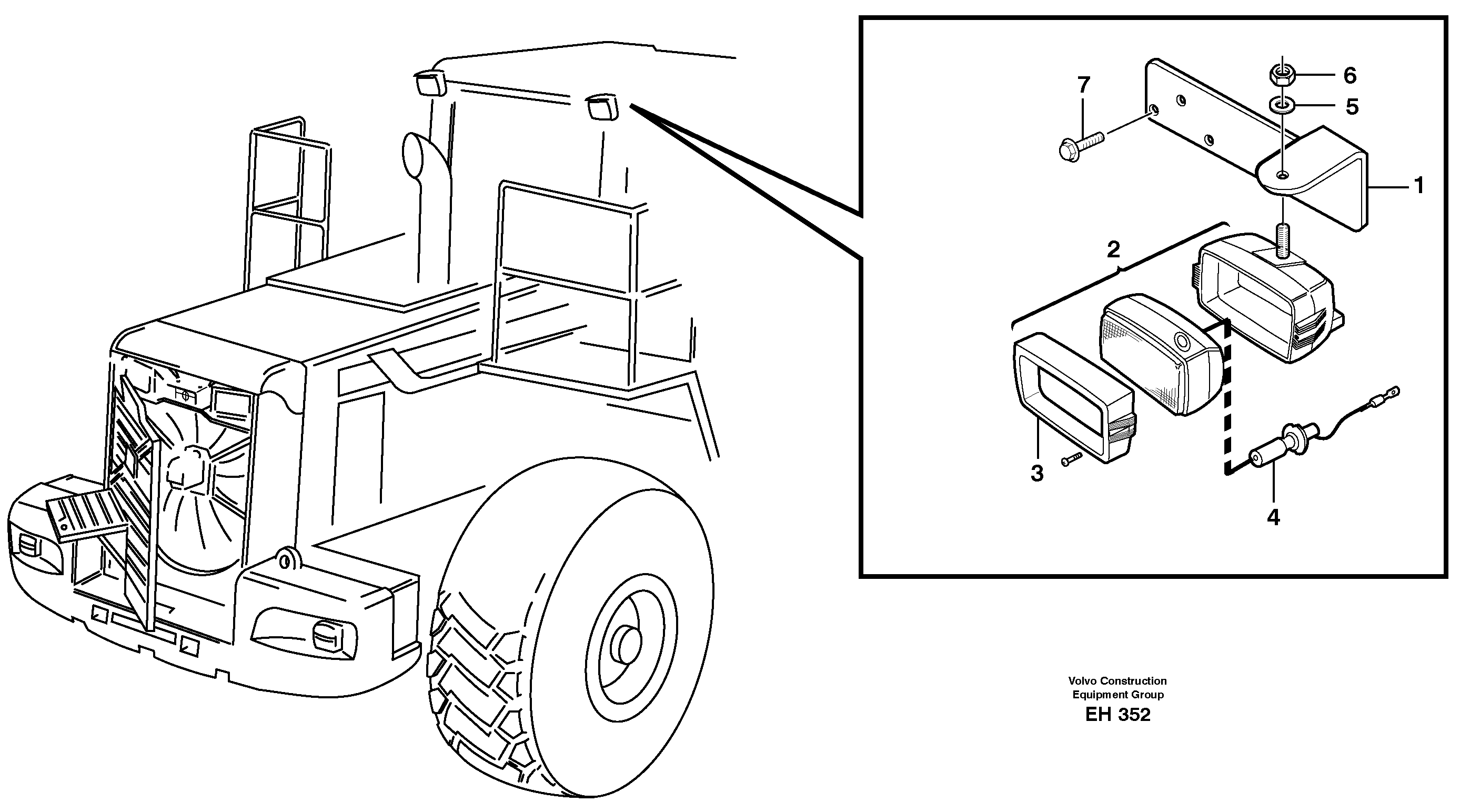 Work lights, rear.  93792 — volvo parts diagram