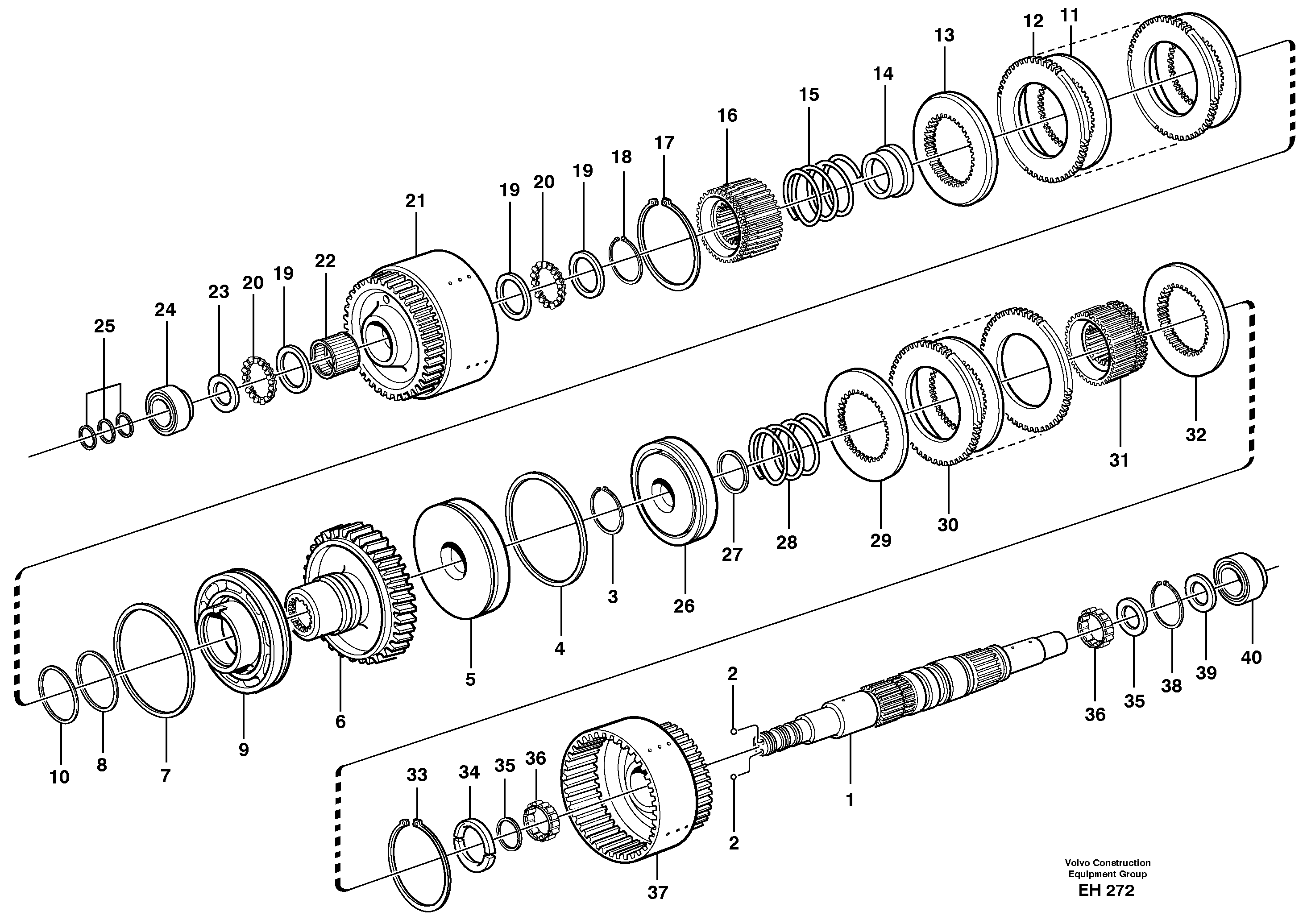 Hydraulic clutch, forward / 1 st speed — volvo parts diagram
