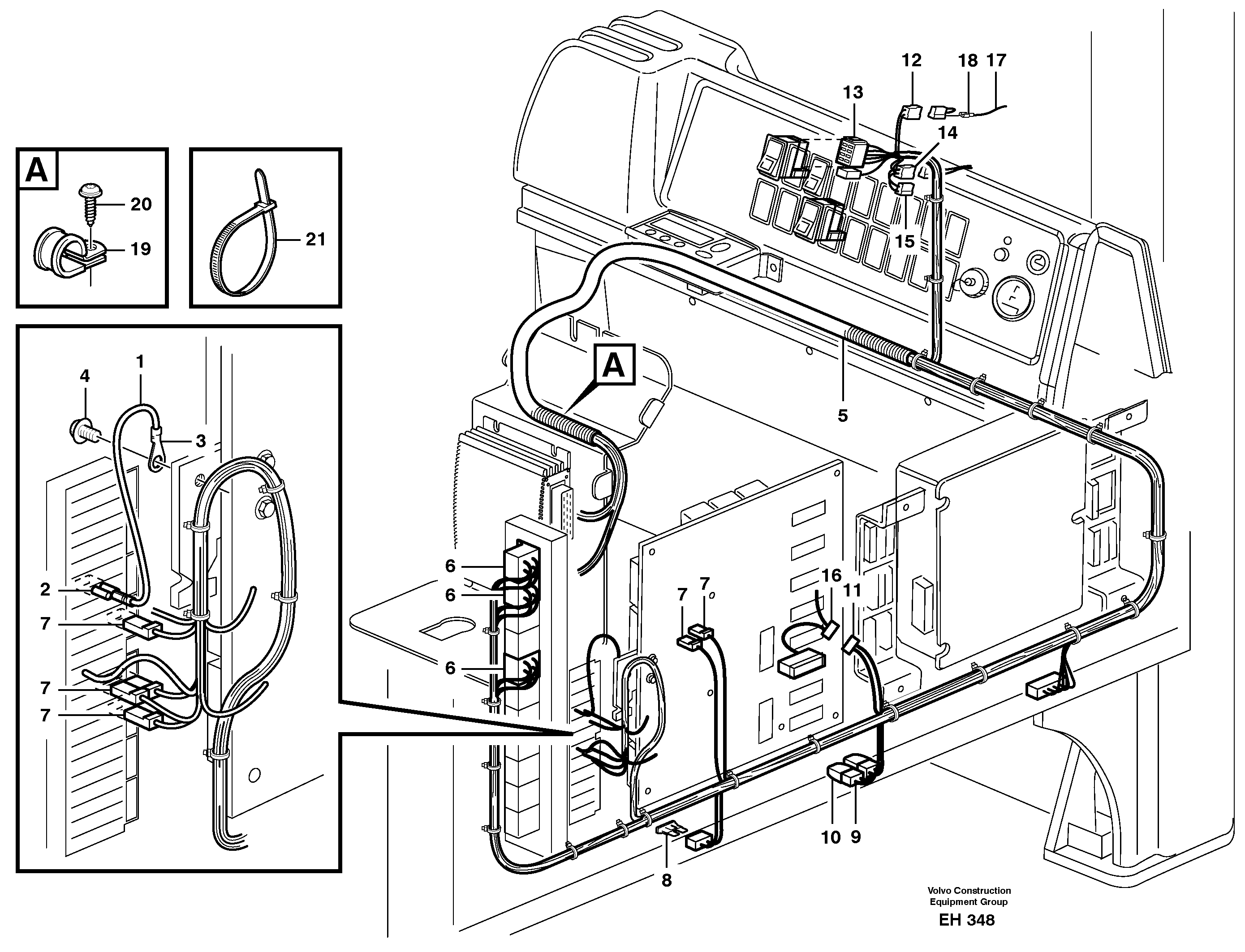 Cable harnesses, cab  SER NO - 4333 — volvo parts diagram
