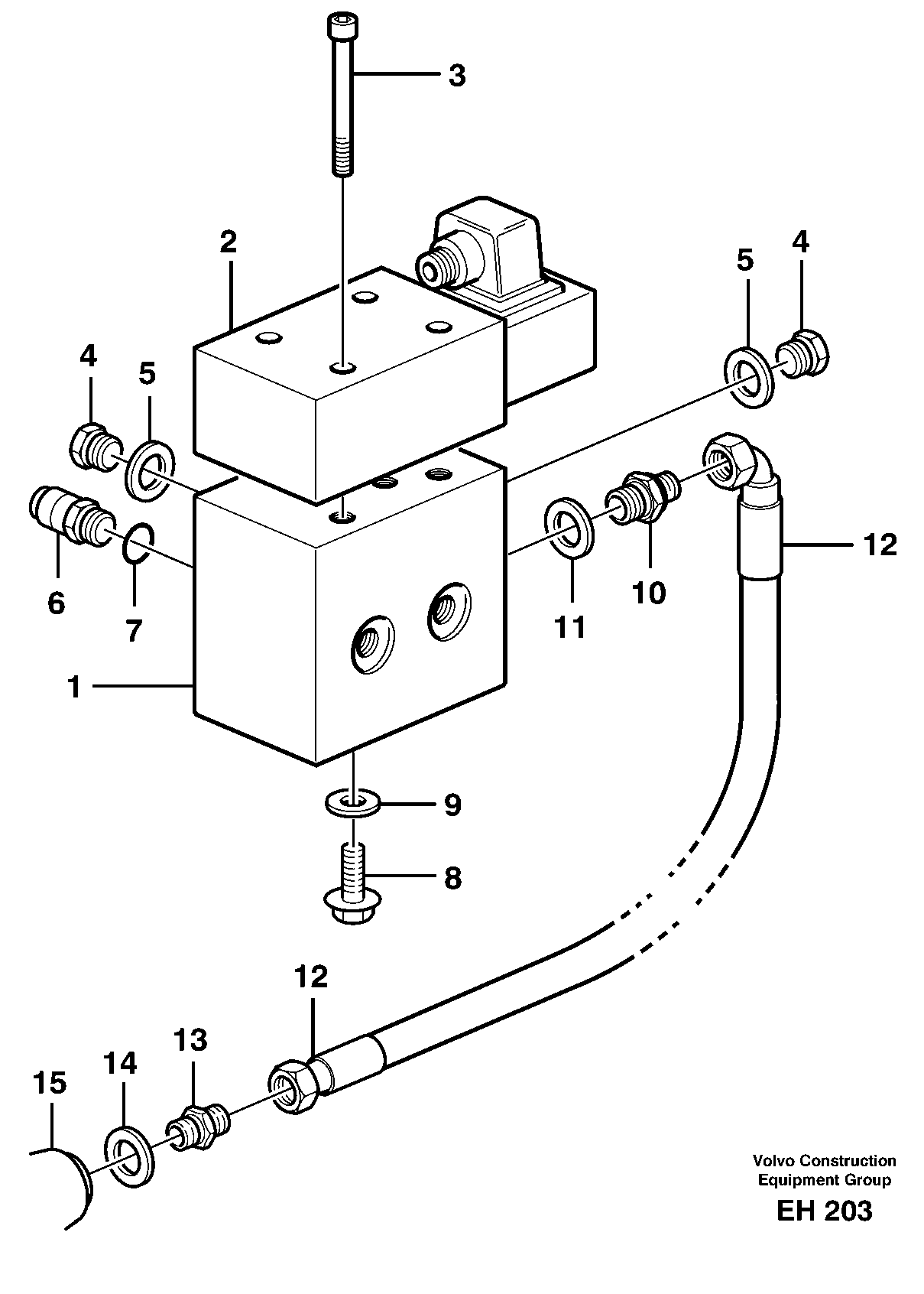 Differential lock, hydraulic line — volvo parts diagram