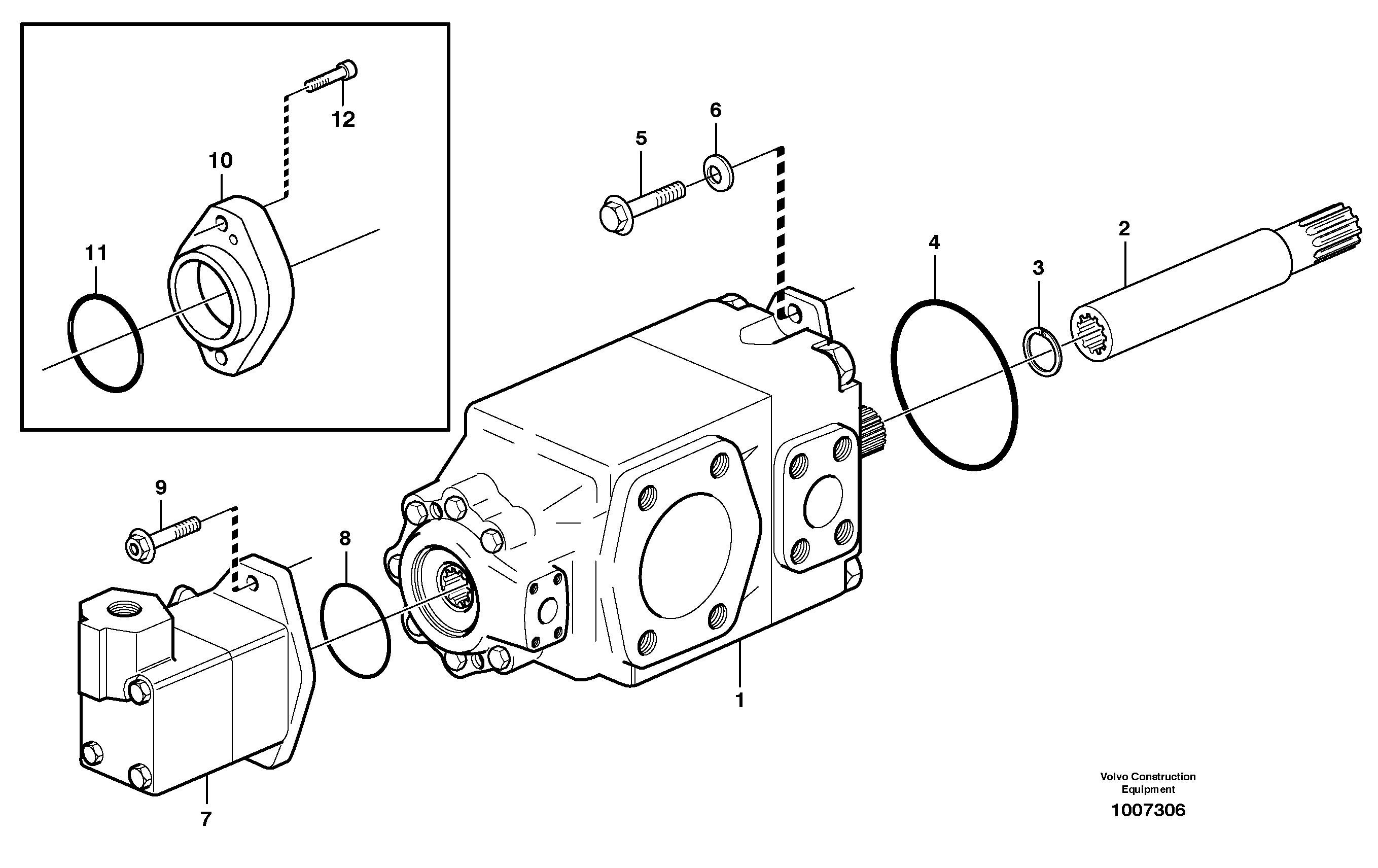 Hydraulic pump with fitting parts — volvo parts diagram