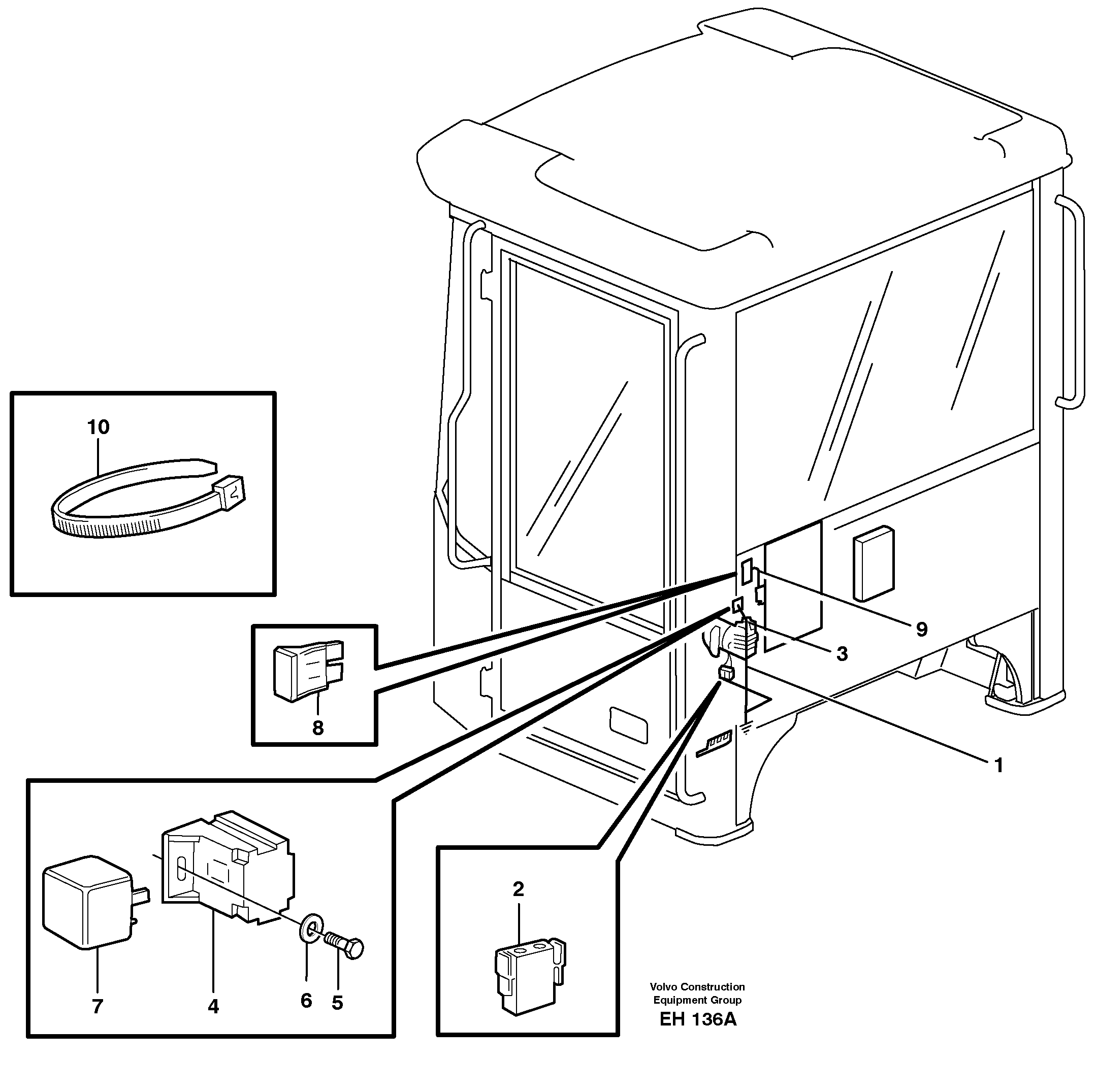 Cable harness, air-suspensioned seat.  80506 — volvo parts diagram
