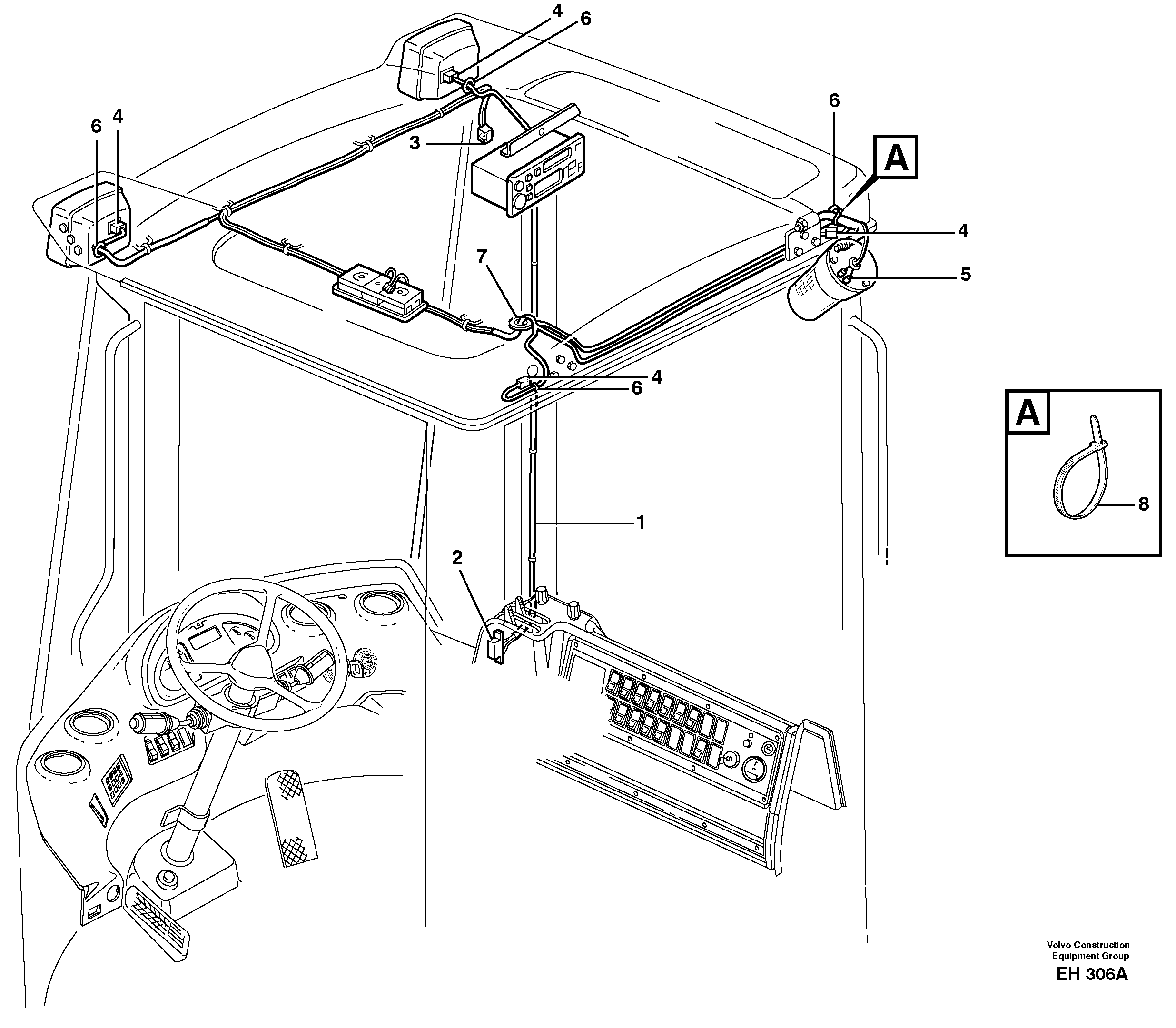 Cable harness, ceiling — volvo parts diagram