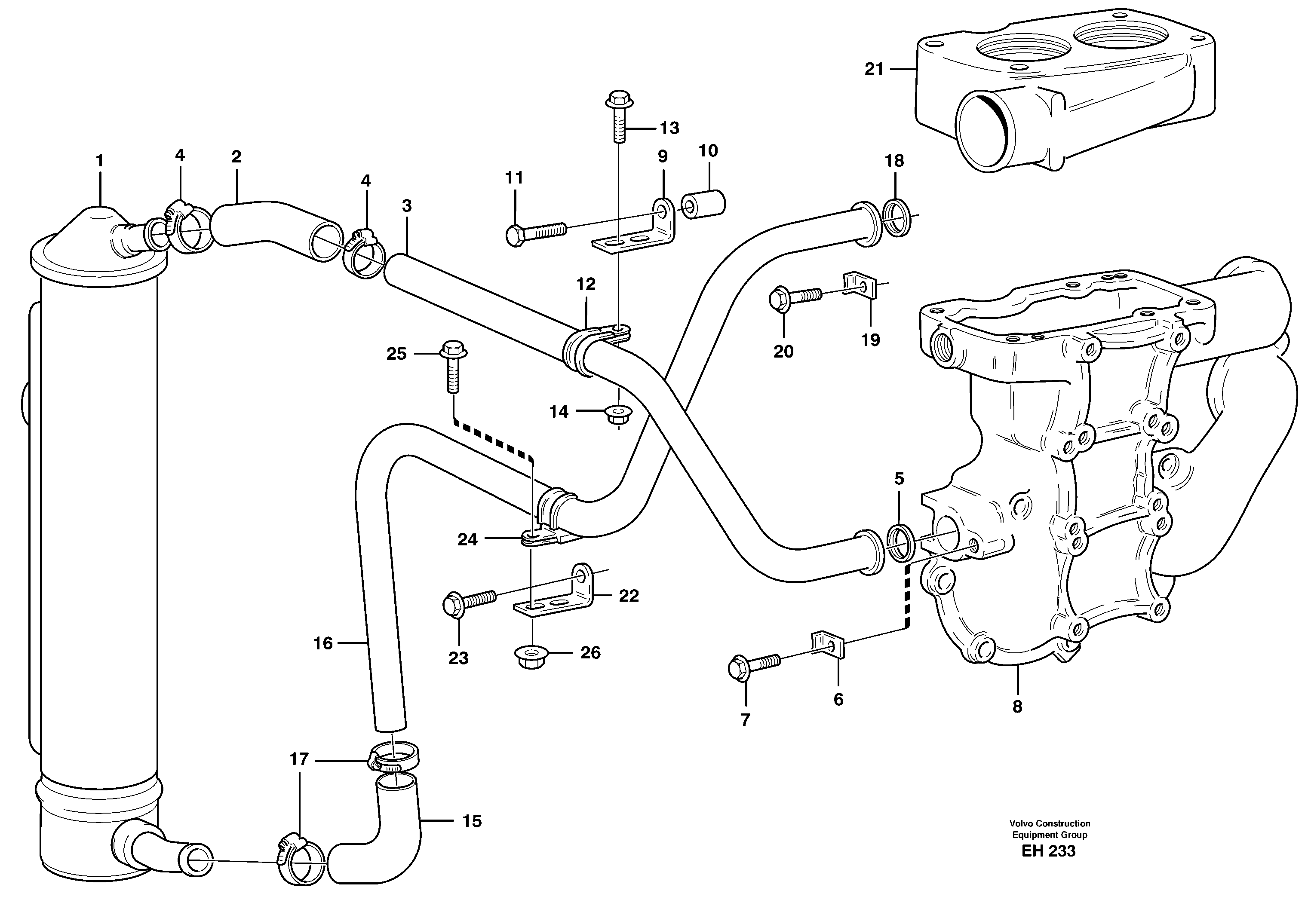 Oil cooler with hoses — volvo parts diagram