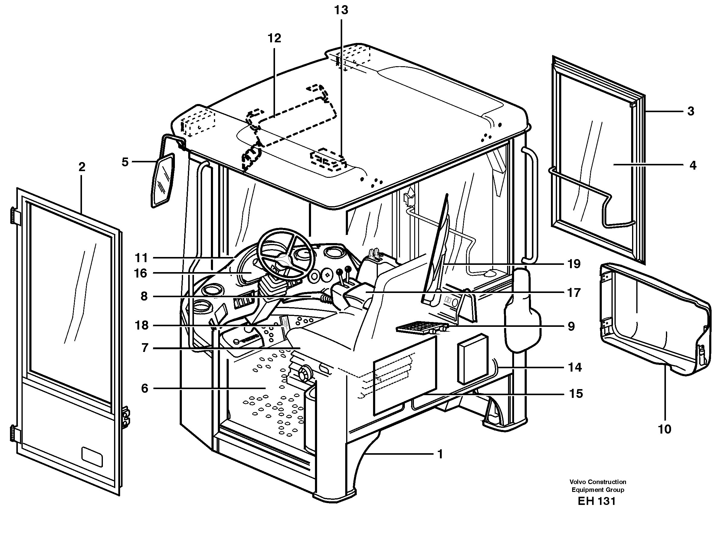 Drivers cab — volvo parts diagram