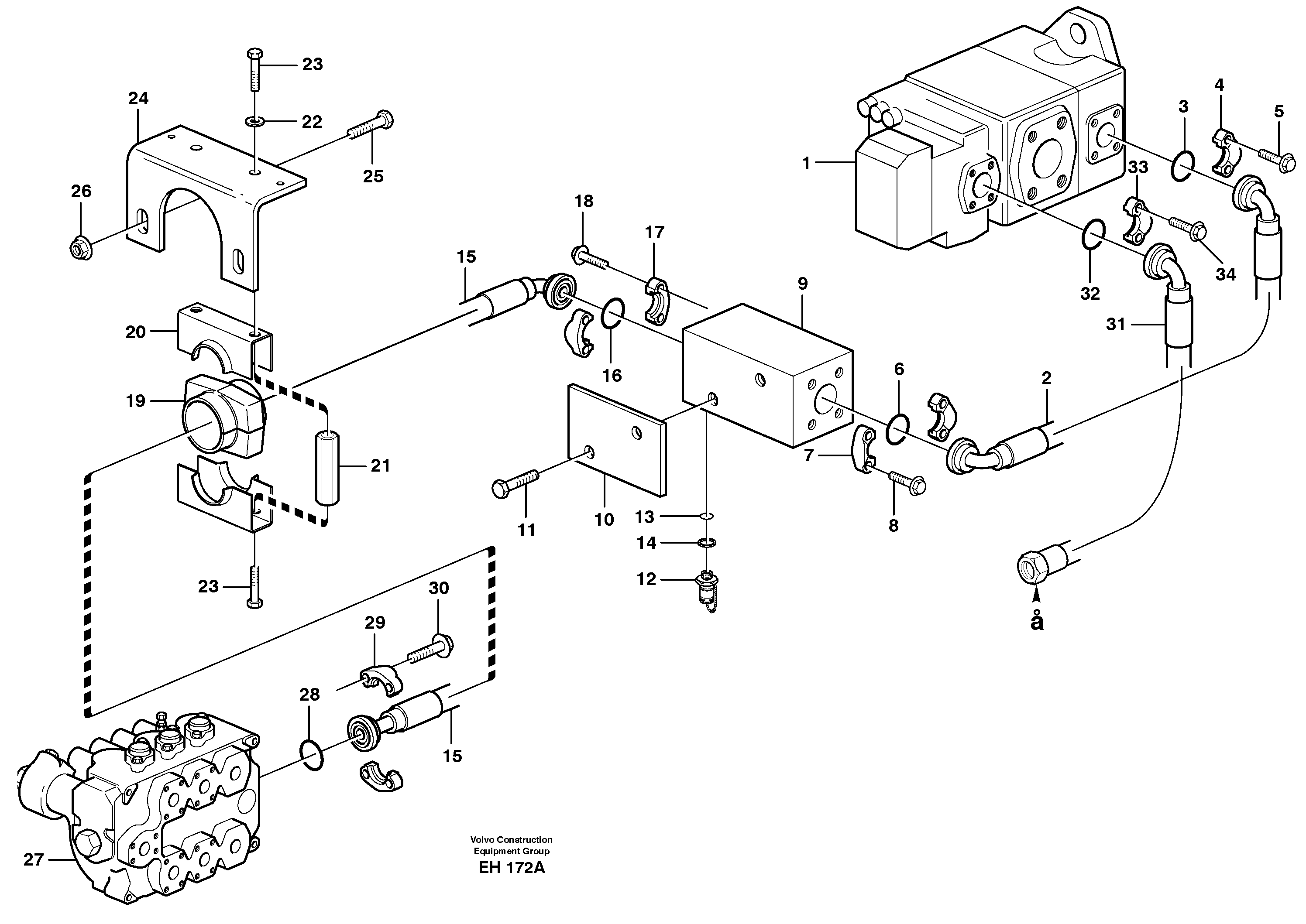 Hydraulic system, feed line — volvo parts diagram
