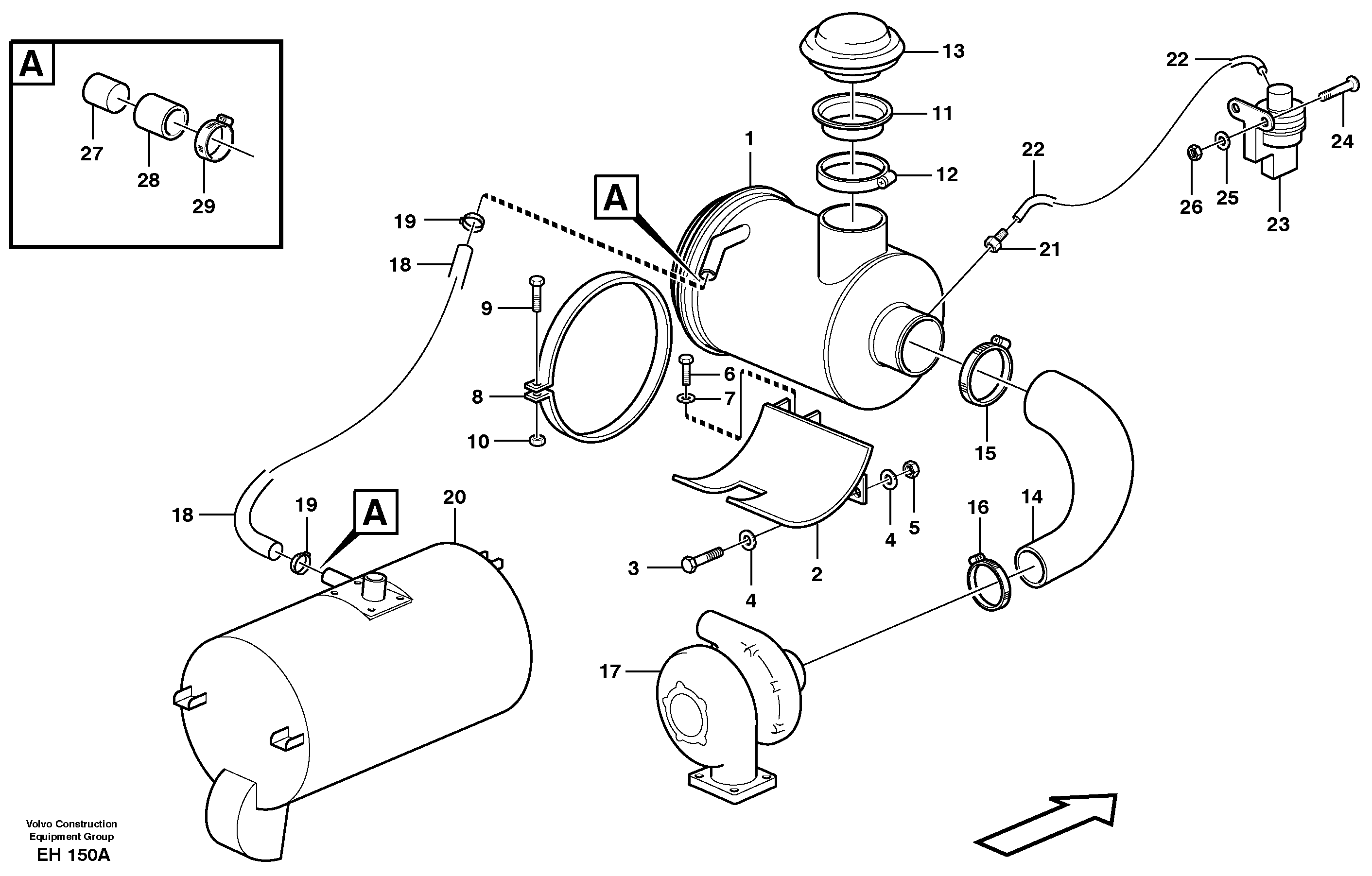 Air filter with fitting parts — volvo parts diagram