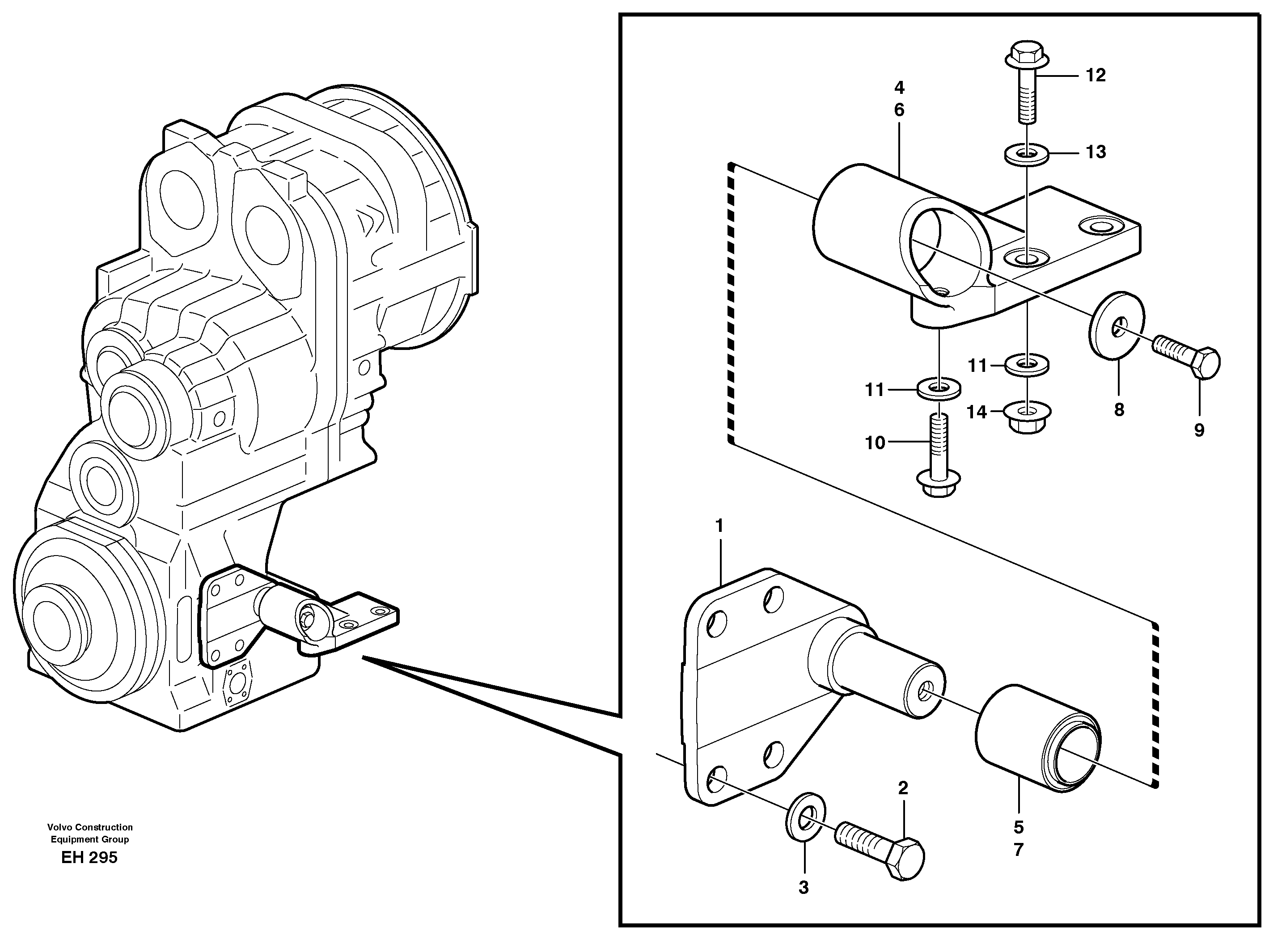 Gear box housing with fitting parts — volvo parts diagram