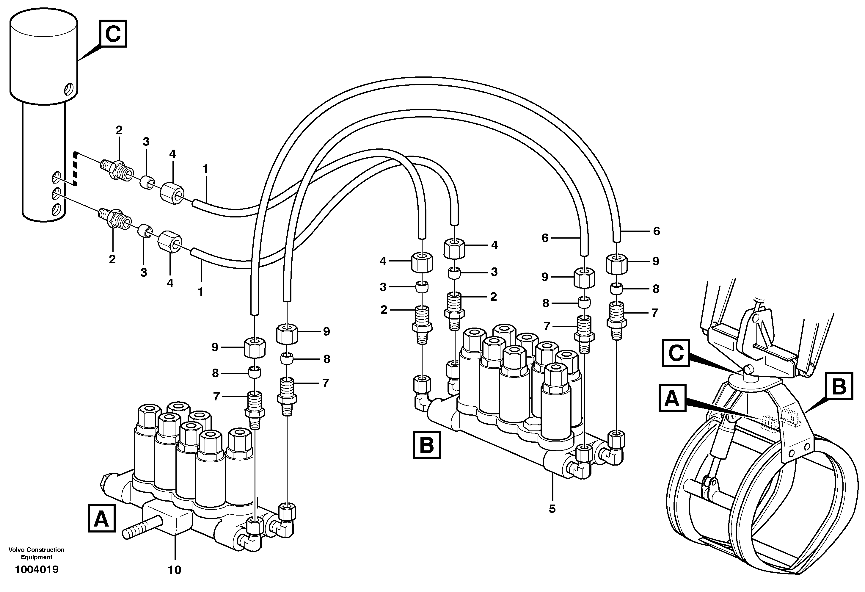 Central lubrication for grappe. — volvo parts diagram