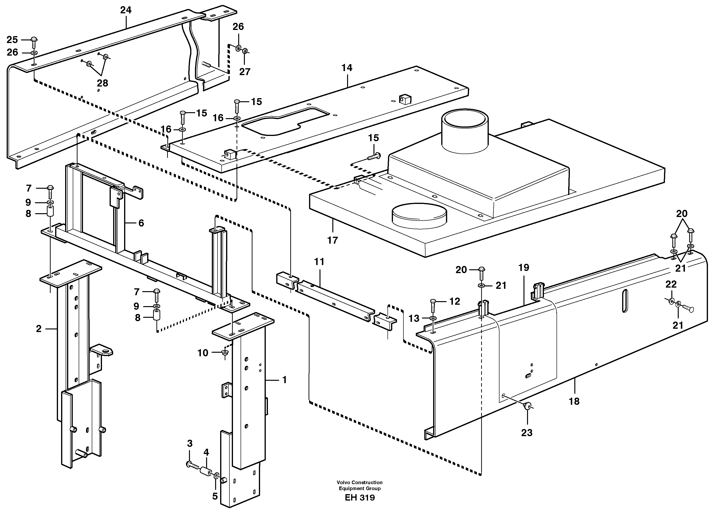 Engine hood — volvo parts diagram