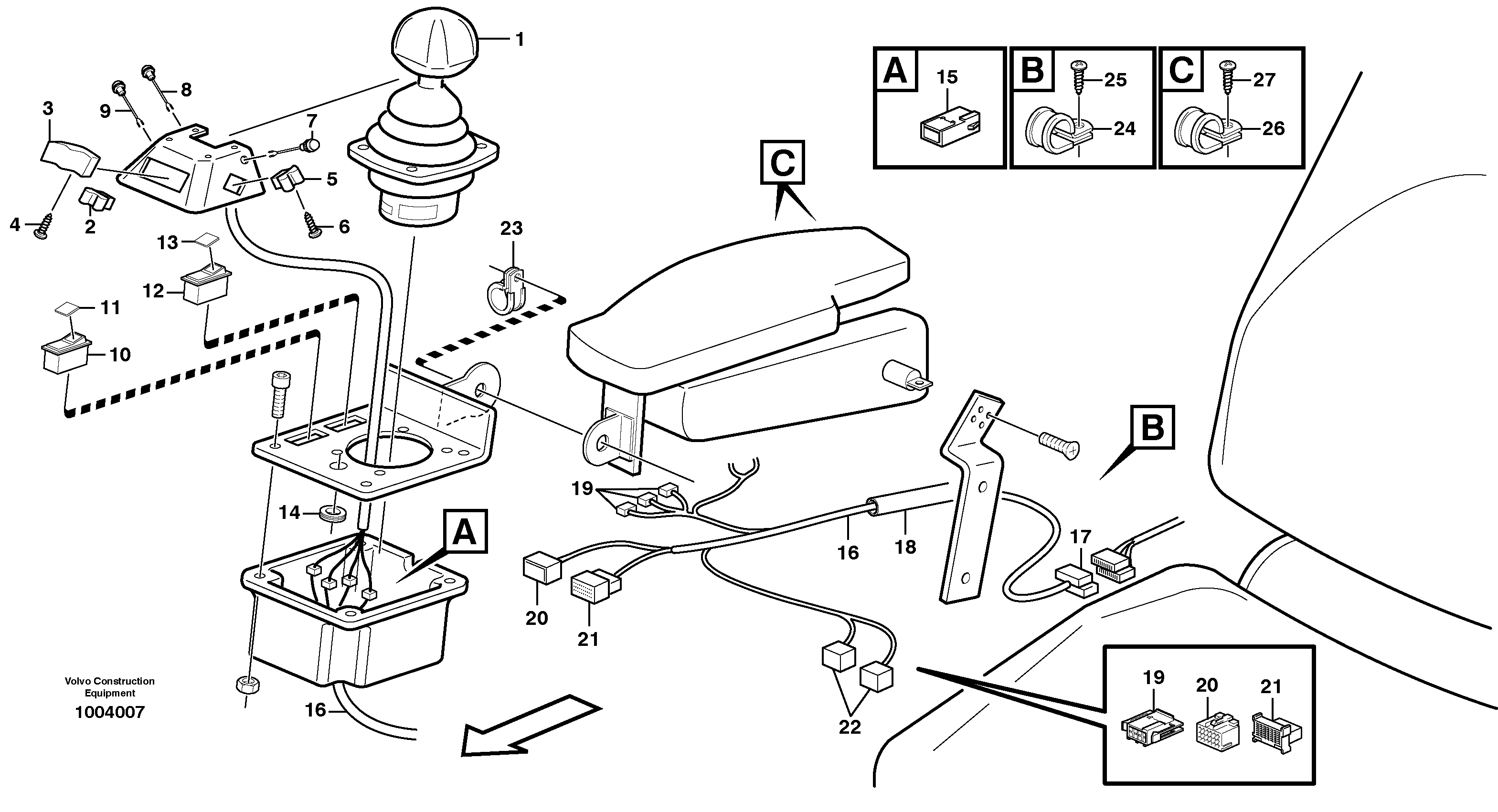 Cable harness, armrest — volvo parts diagram