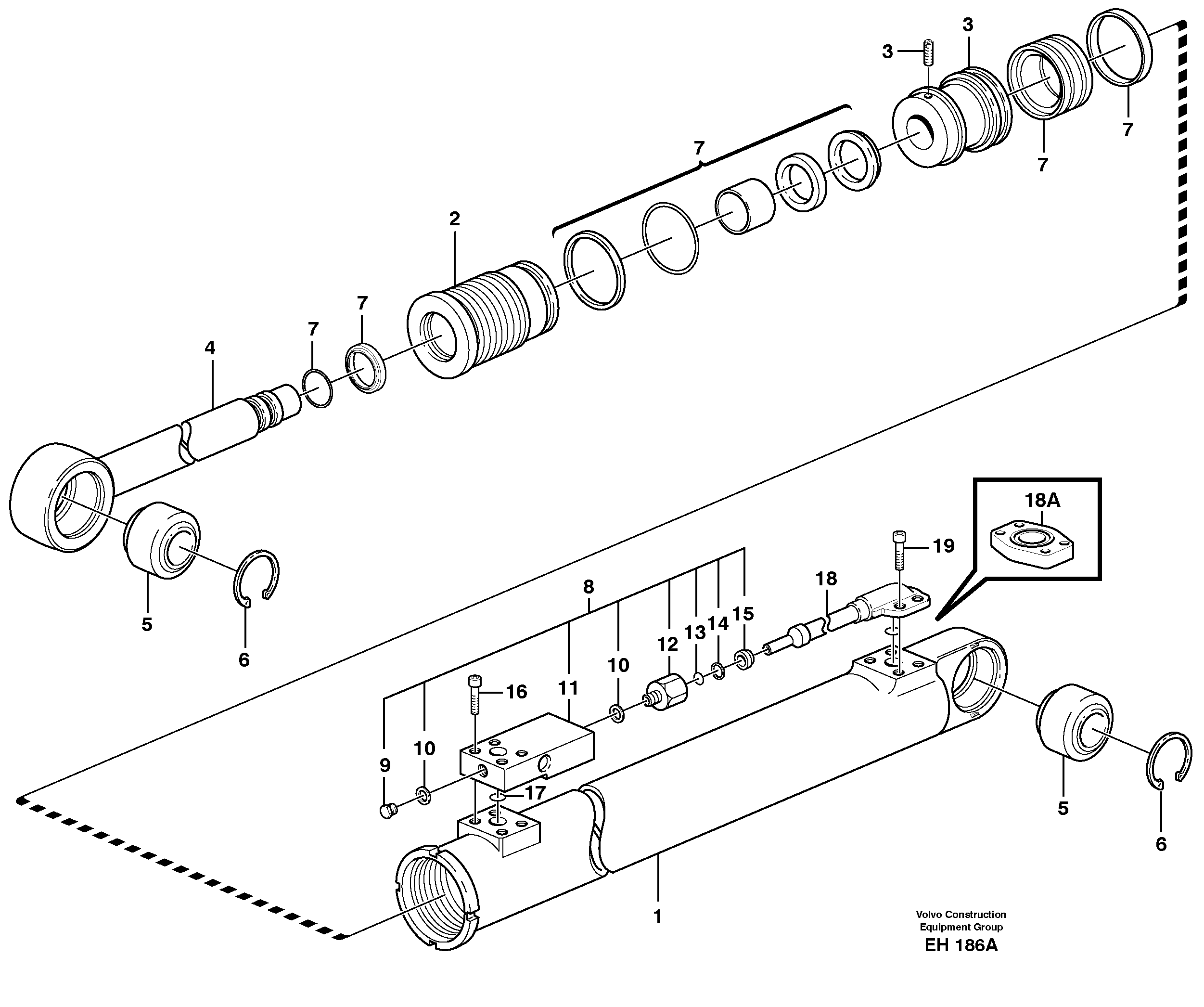 Hydraulic cylinder with clutch body.  93948, 80202 — volvo parts diagram