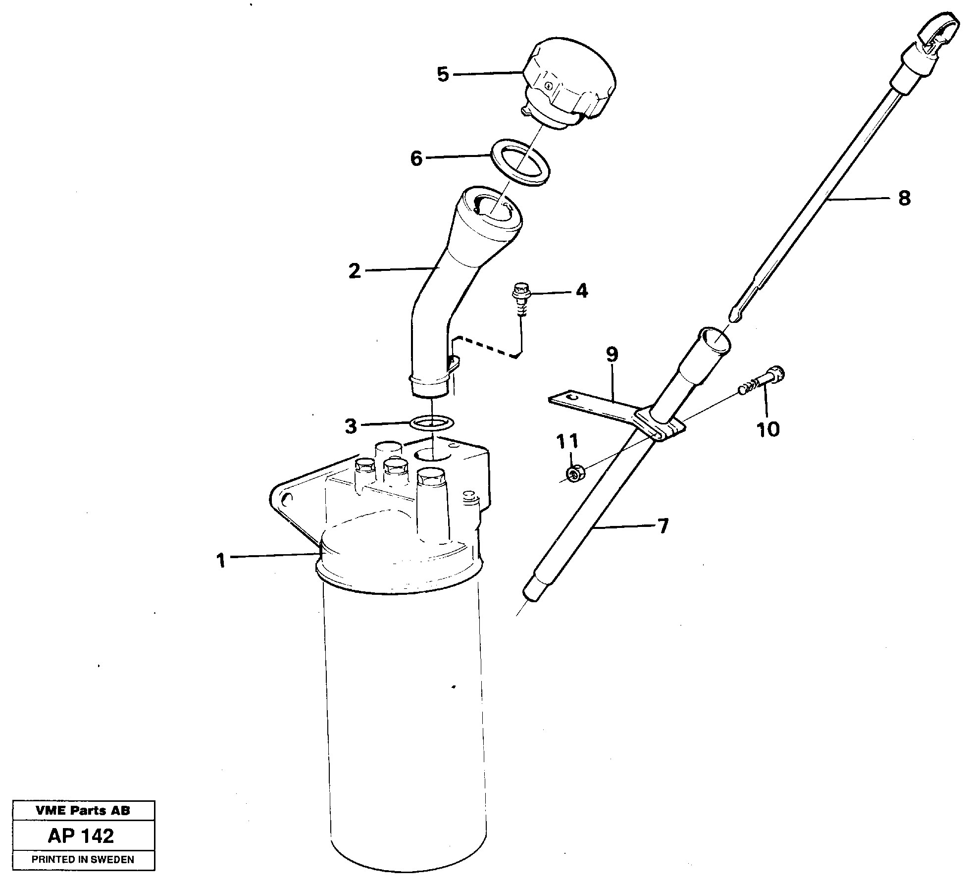 Oil filler and dipstick — volvo parts diagram