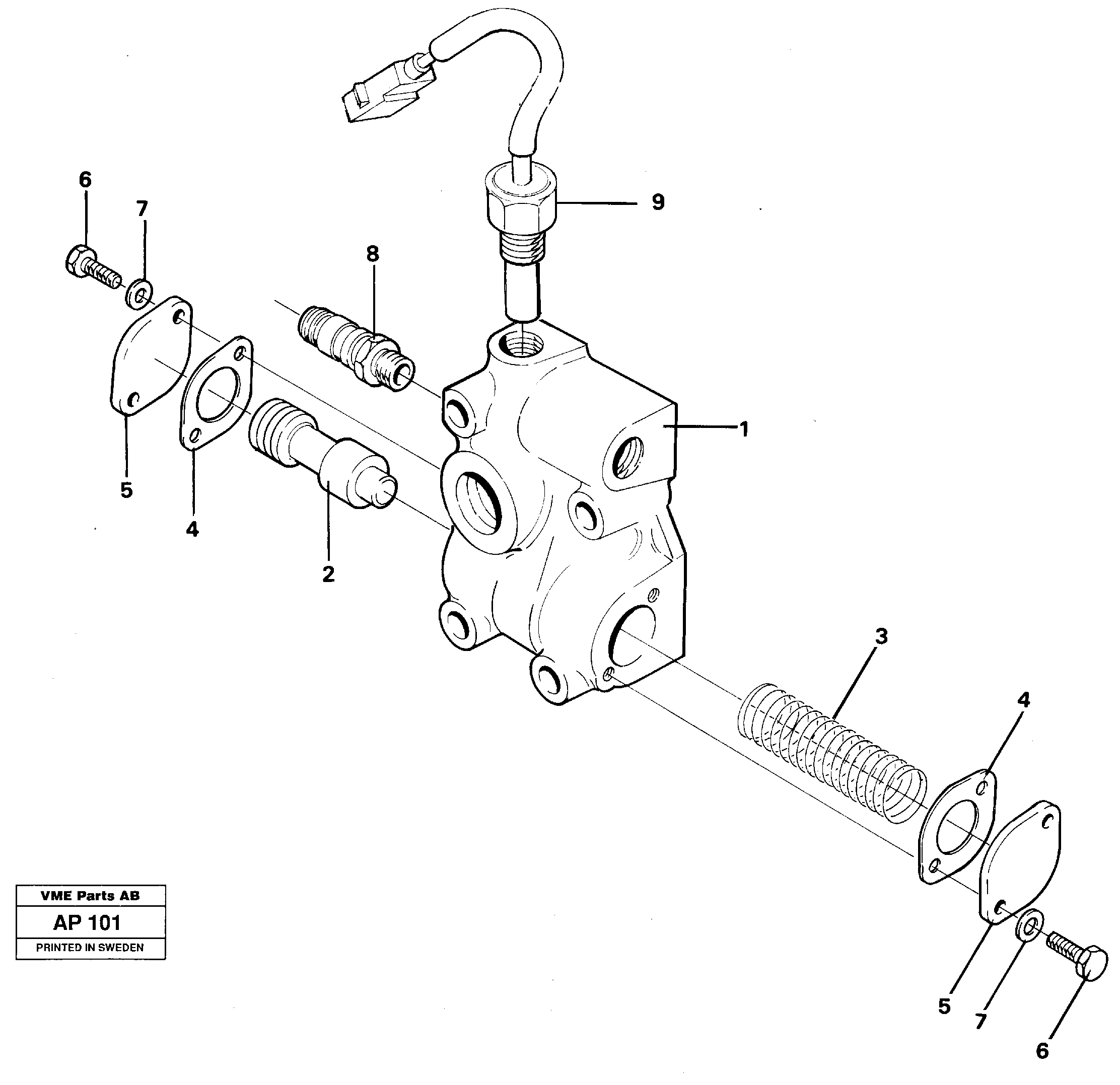 Lubricating oil valve  30896,30887,22500 — volvo parts diagram