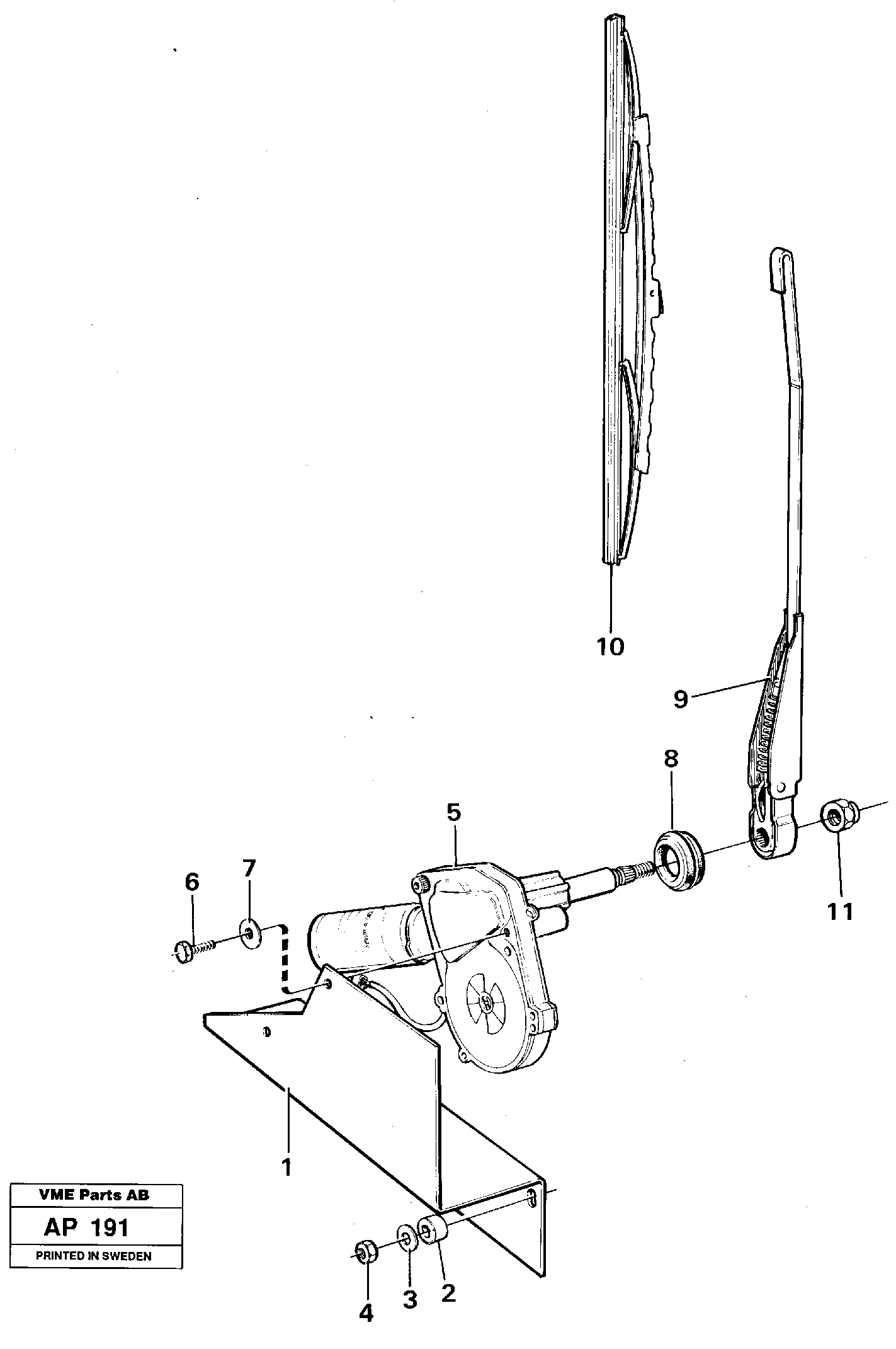 Windshield wiper, rear — volvo parts diagram