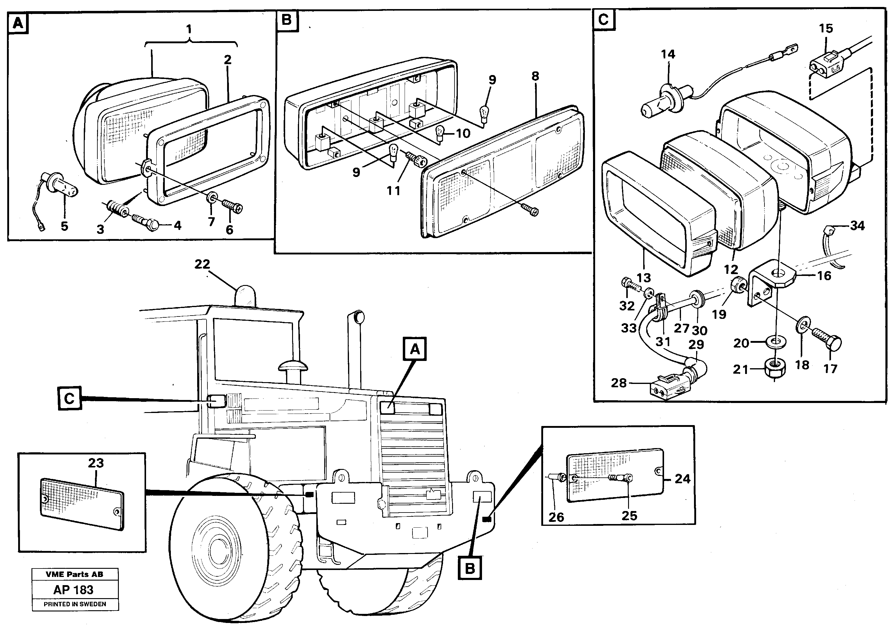 Lighting, rear — volvo parts diagram