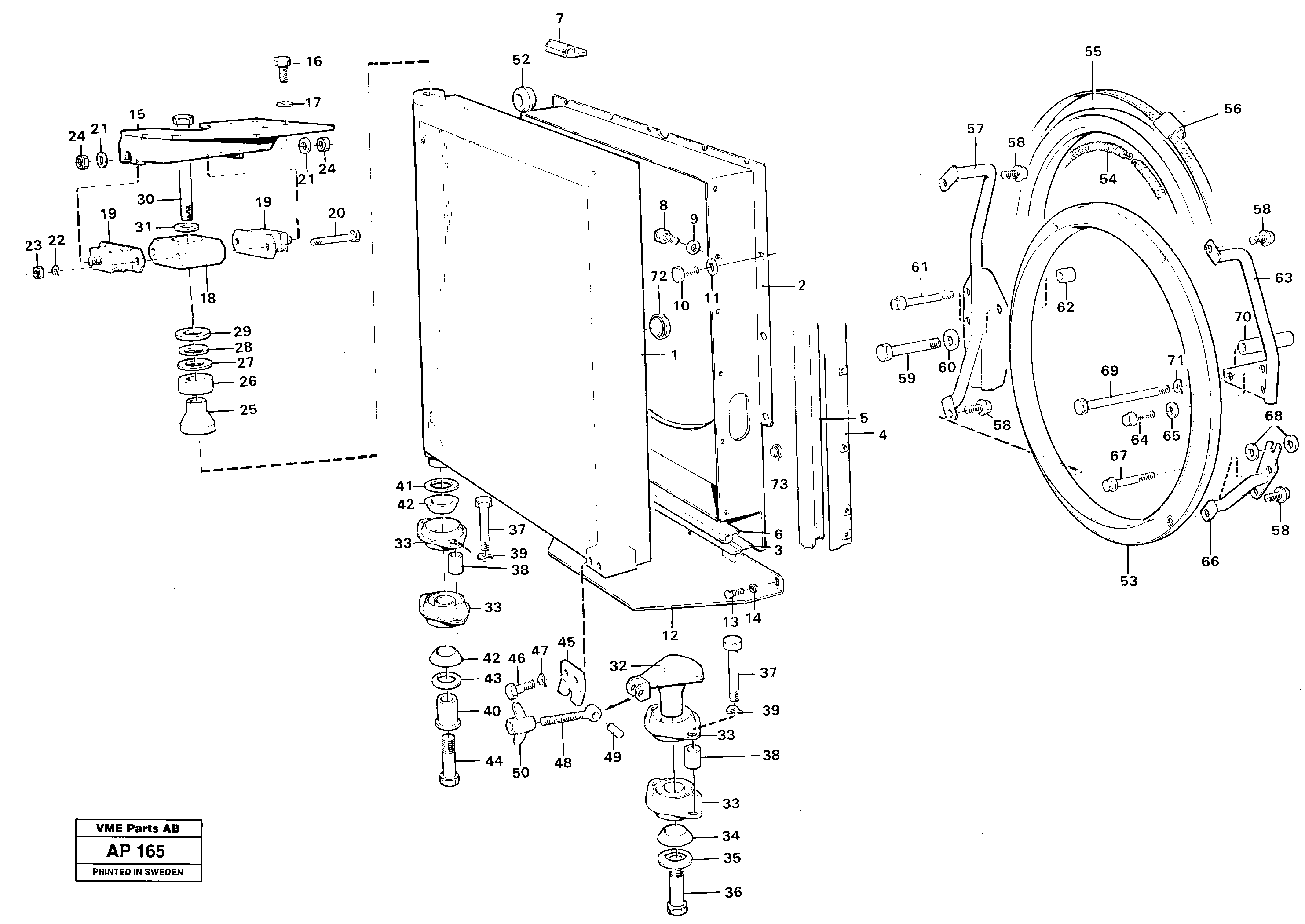 Radiator with fitting parts — volvo parts diagram