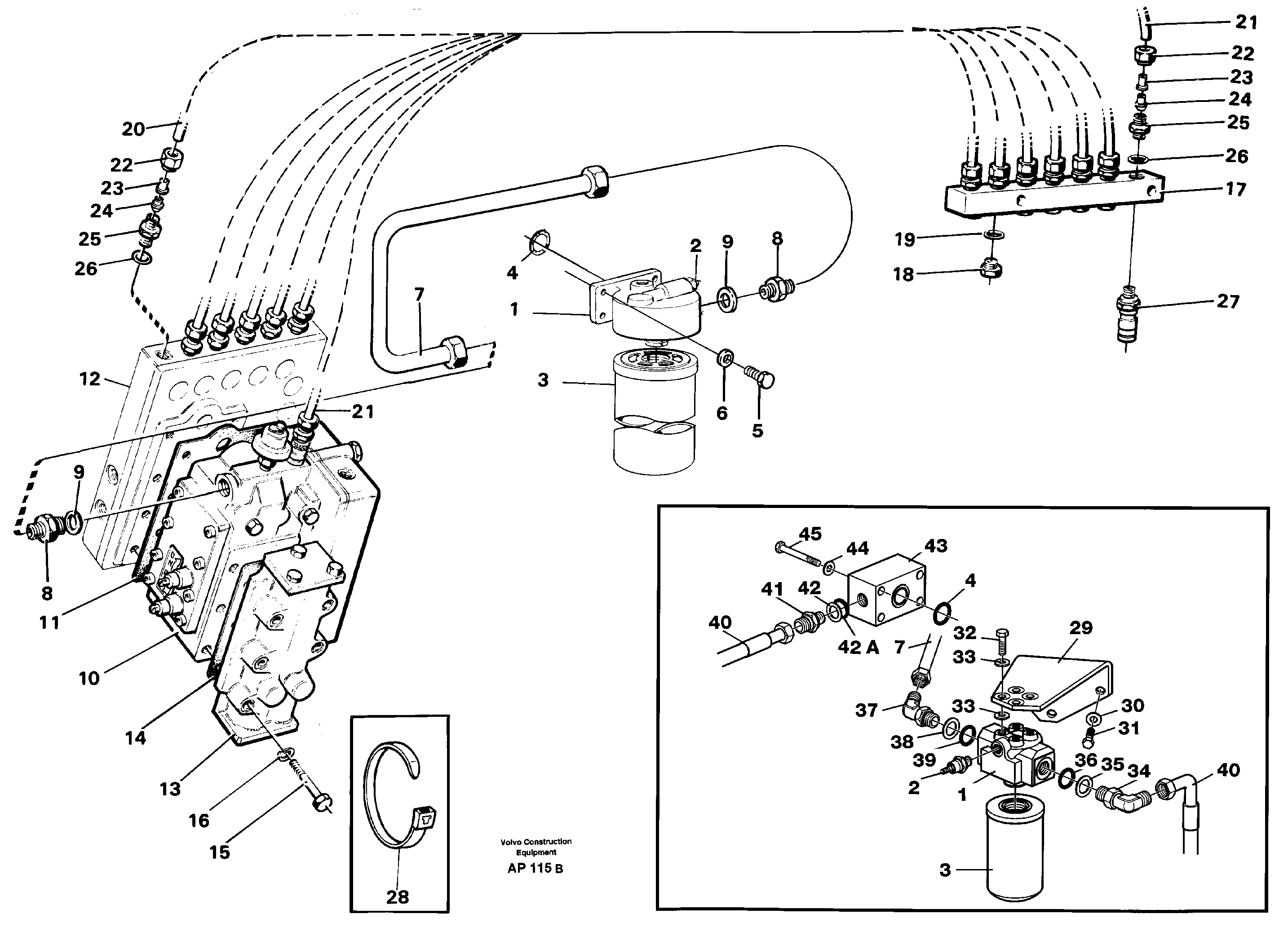 Oil filter and testing block  30887,22500,30896 — volvo parts diagram