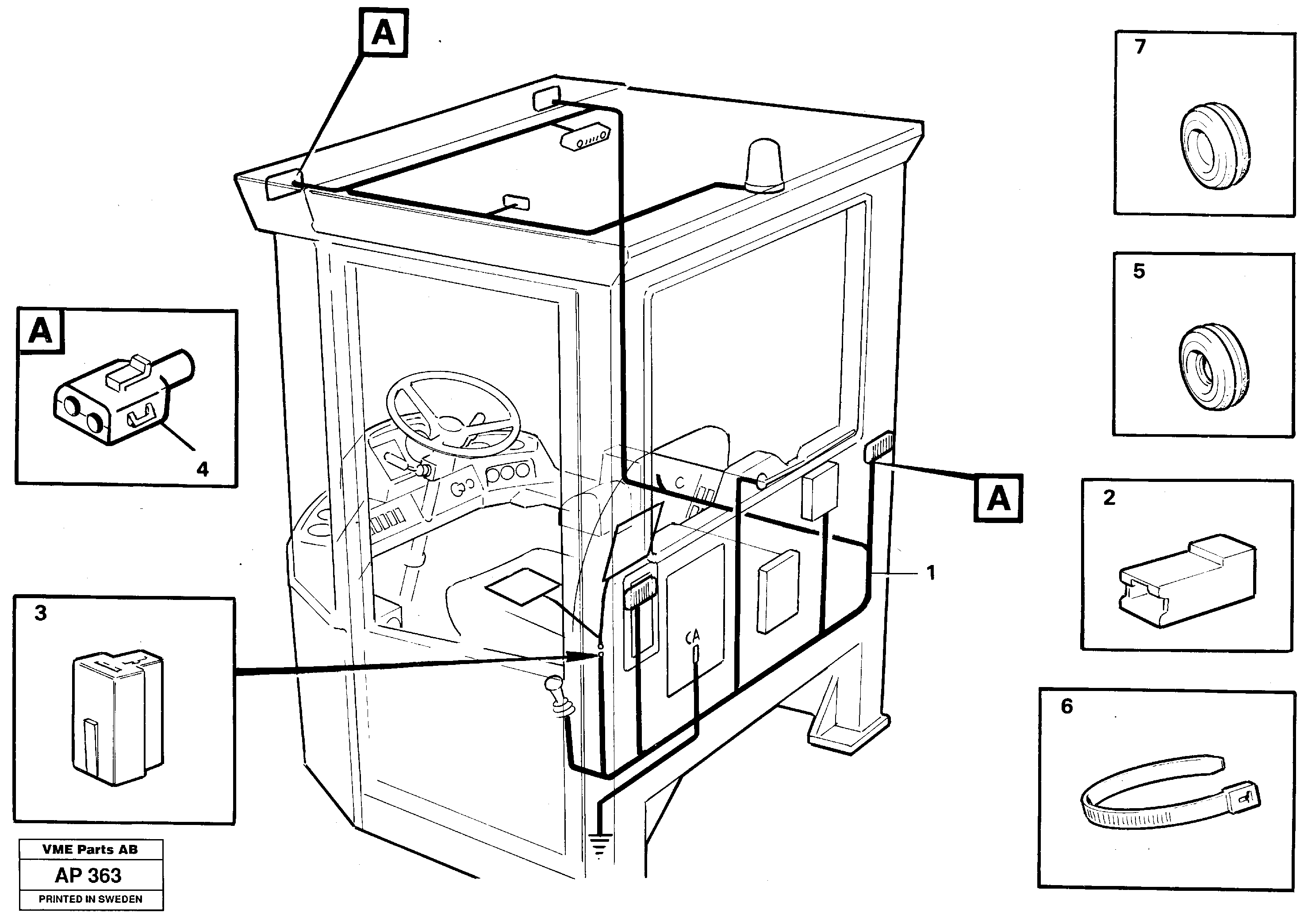 Cable harnesses, cab — volvo parts diagram